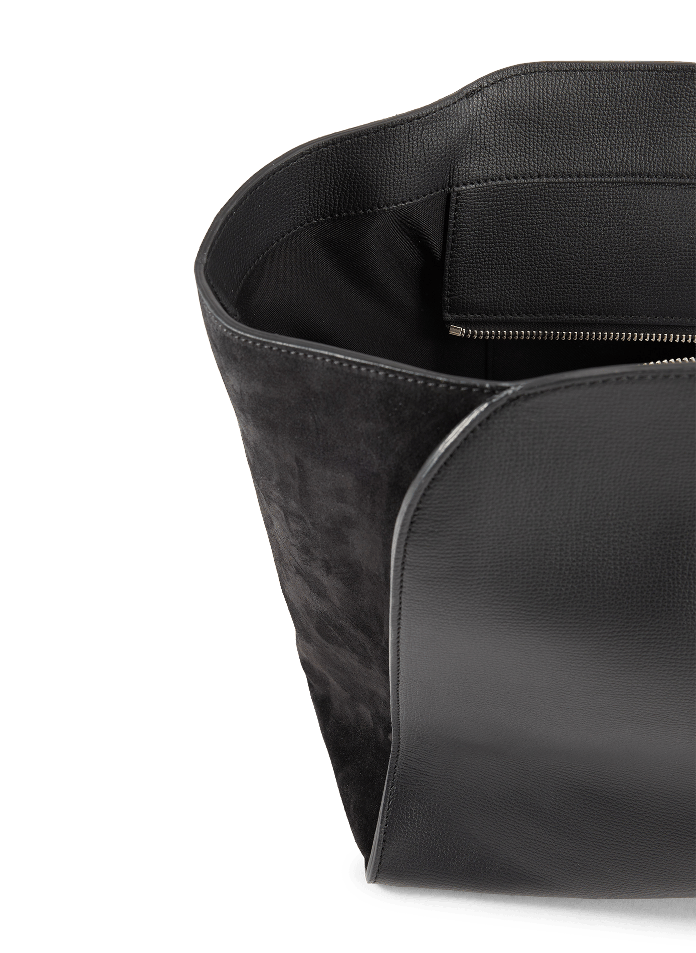 Ibiza grained leather tote bag with suede panel SAISON 1865 Black