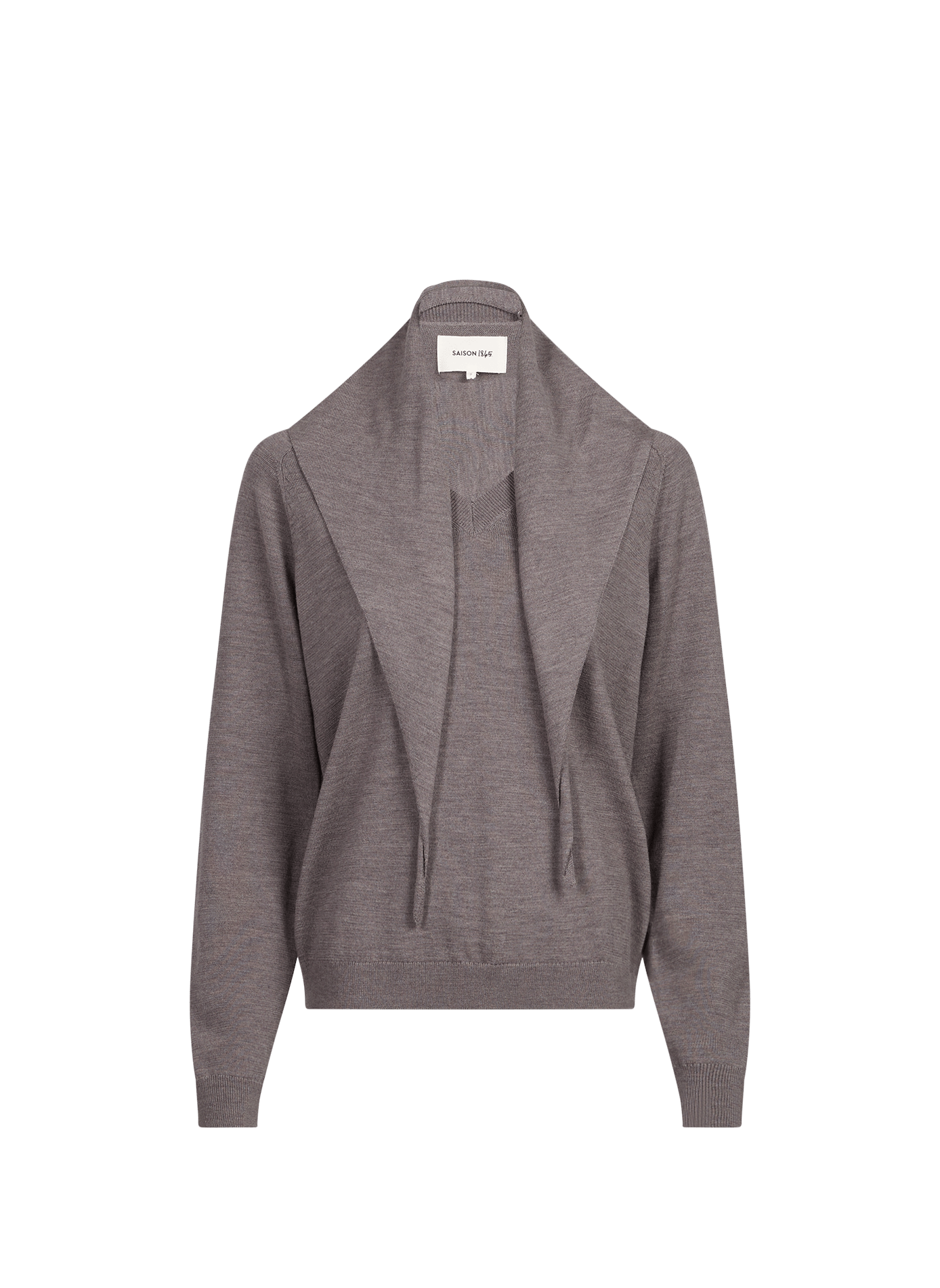 V-neck sweater with removable wool scarf SAISON 1865