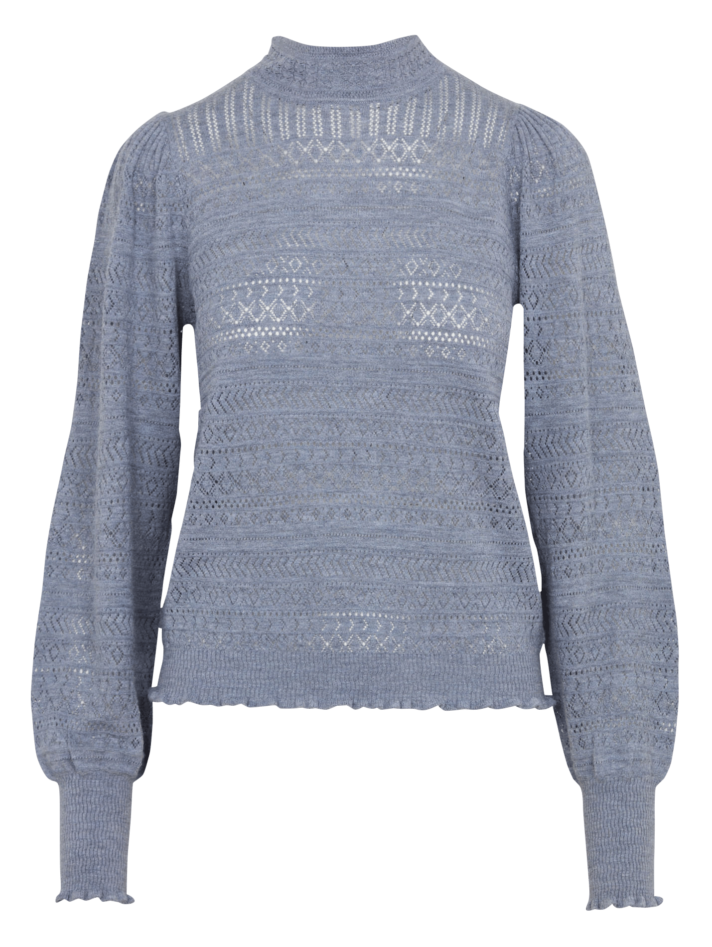 Pullover mit hochgeschlossenem Kragen aus Lochstrickspitze PETITE MENDIGOTE Grau