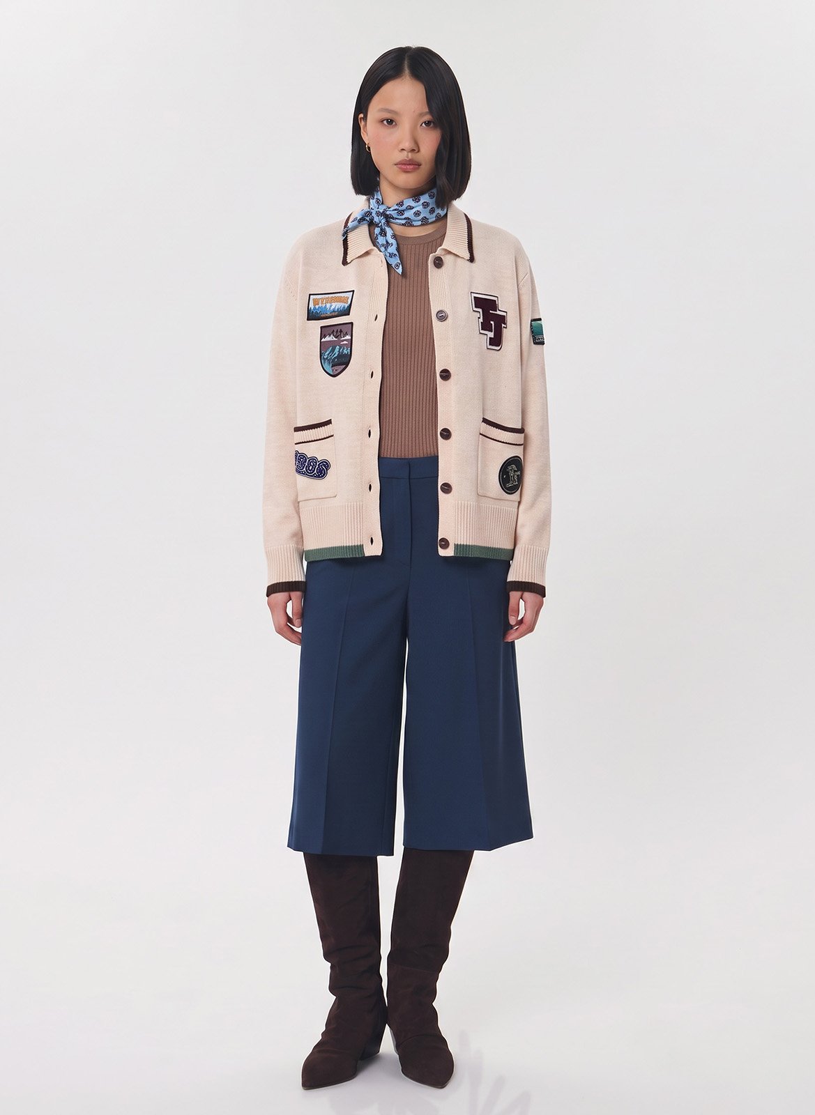 Straight embroidered cardigan TARA JARMON Beige