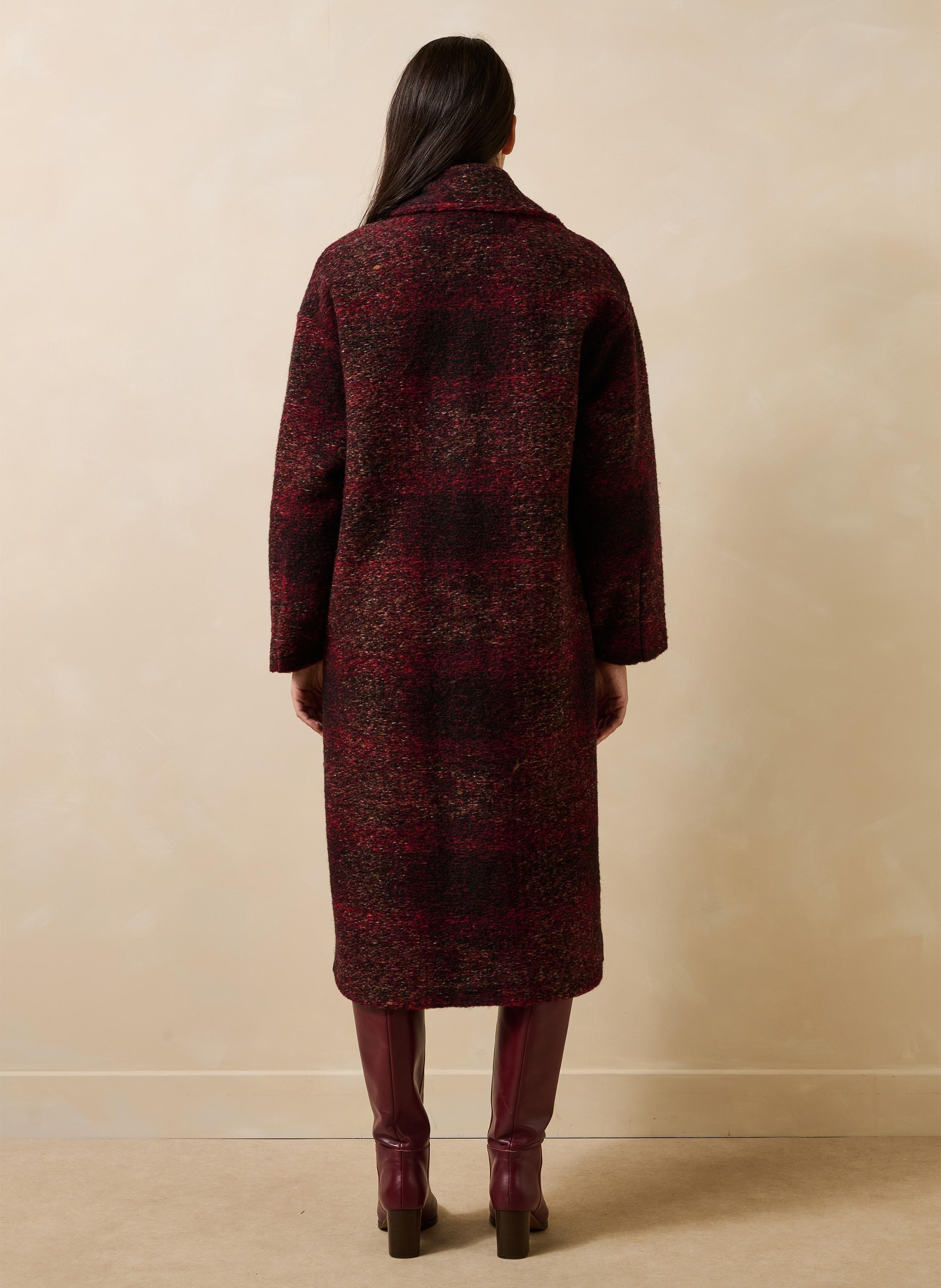Manteau mi-long en laine mélangée LA FEE MARABOUTEE Rouge