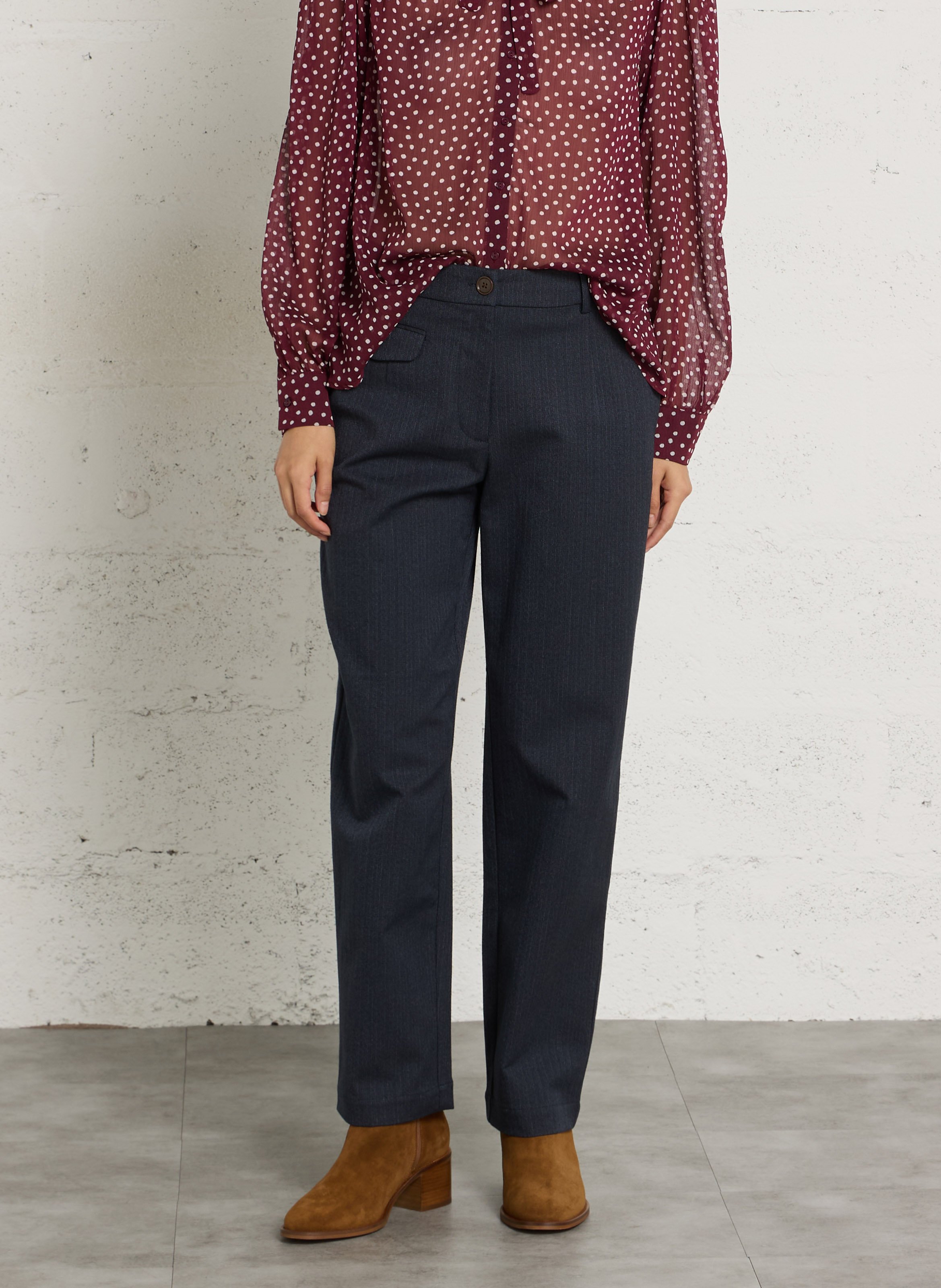 Wide-leg trousers in mixed cotton NICE THINGS Blue