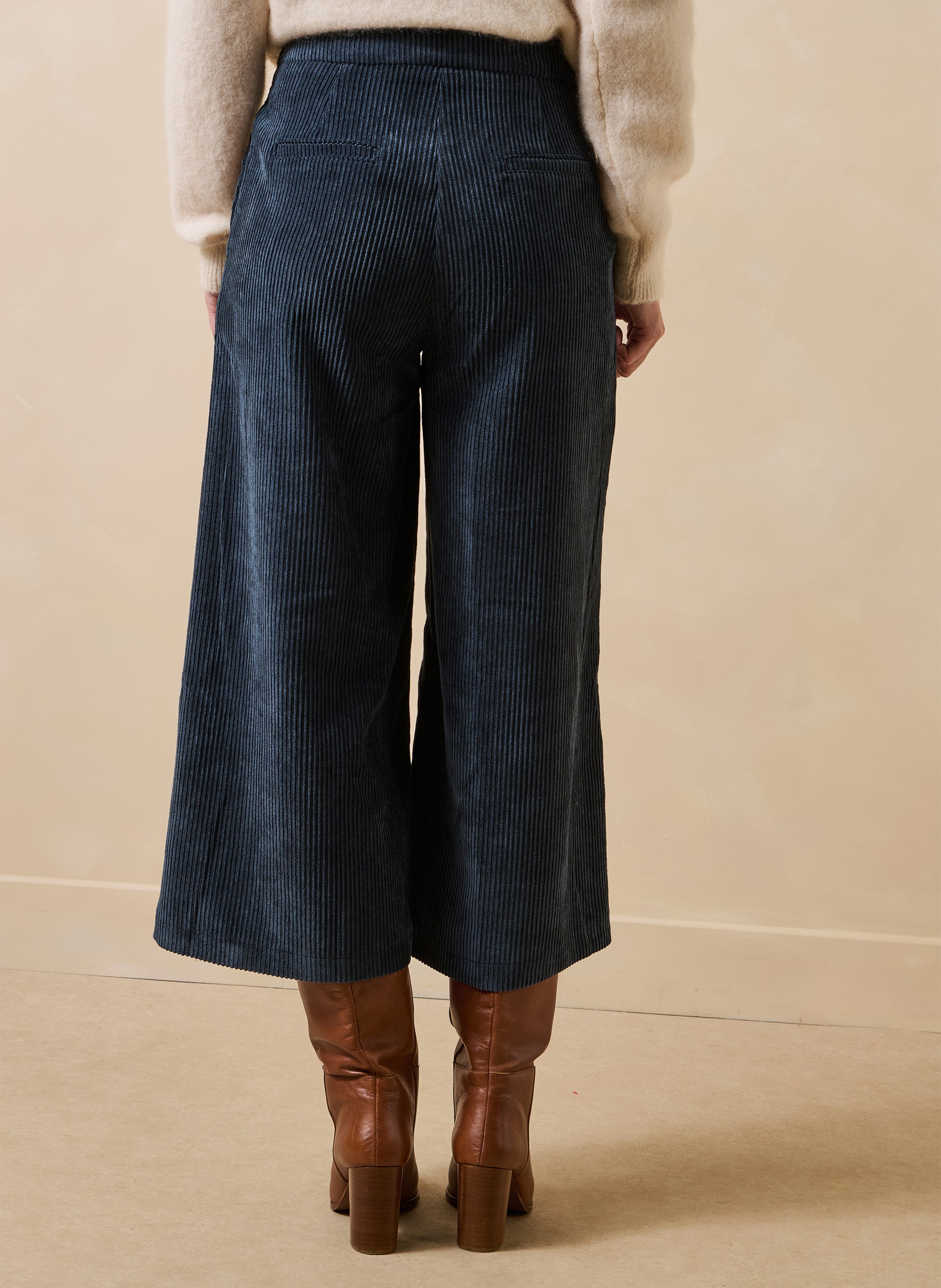 Pantalon cropped en velours côtelé LA FEE MARABOUTEE Bleu