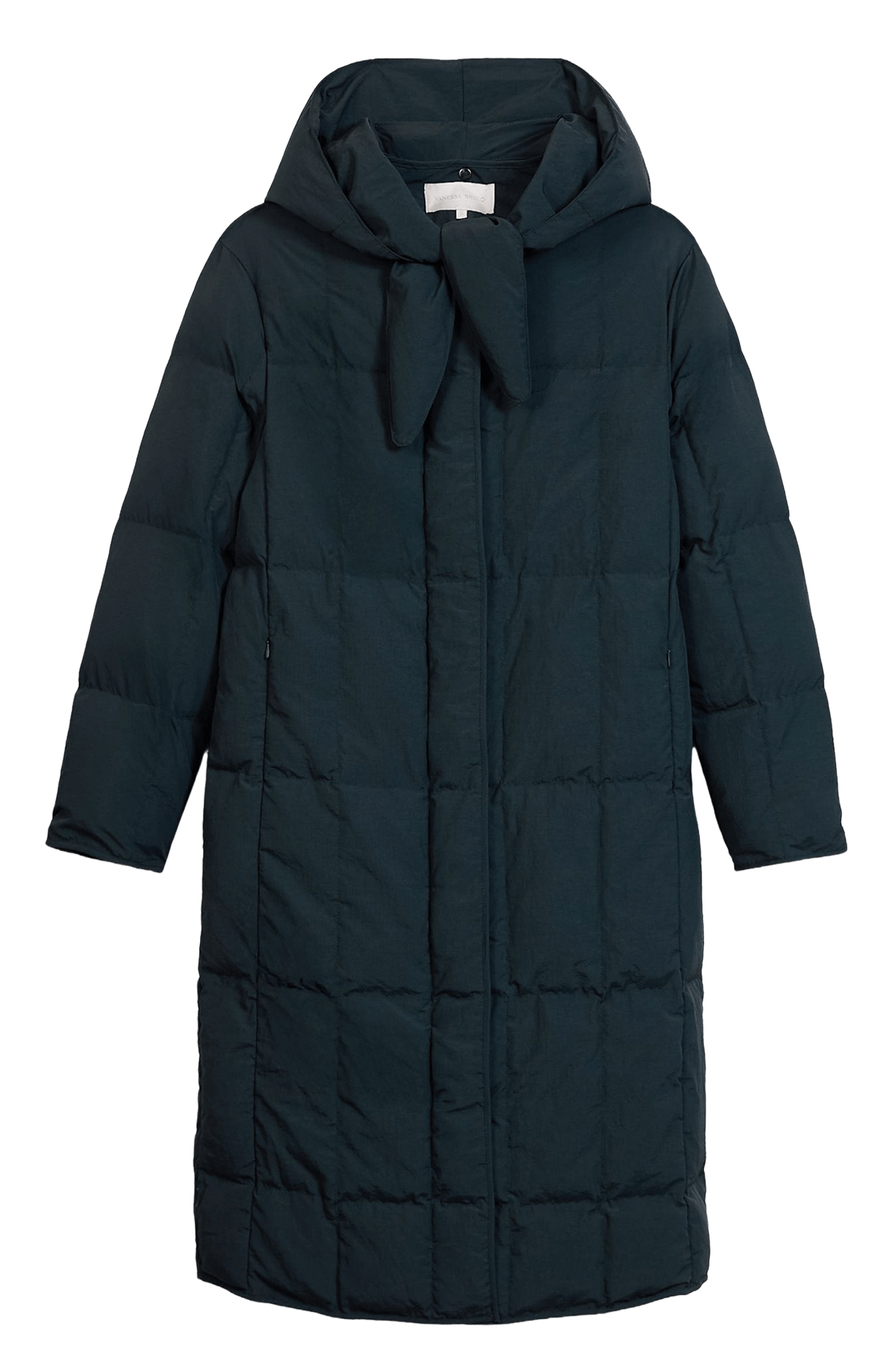 Plain long hooded puffer jacket VANESSA BRUNO Green
