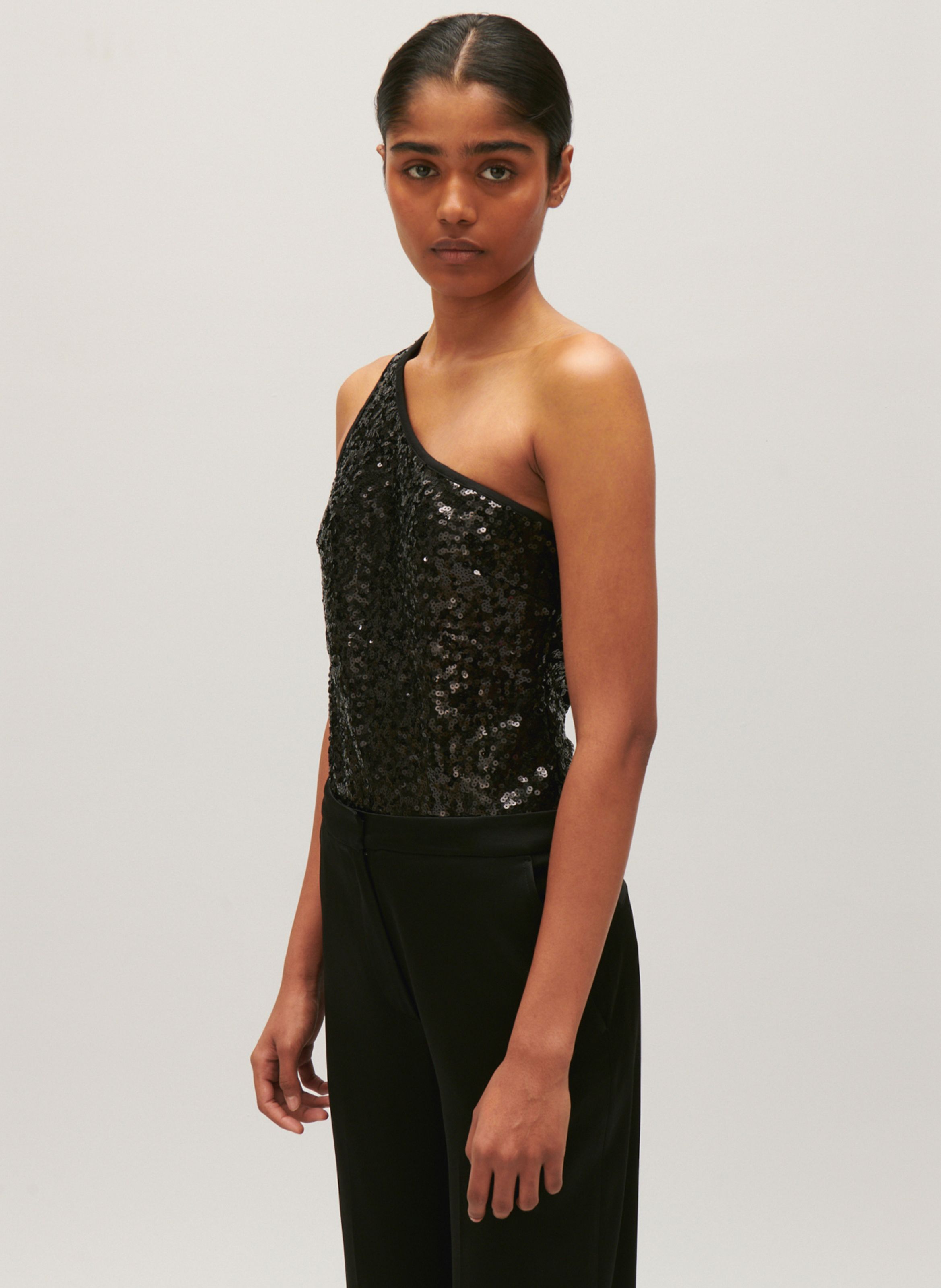 Asymmetric Bodysuit With Sequins Noir Claudie Pierlot Women