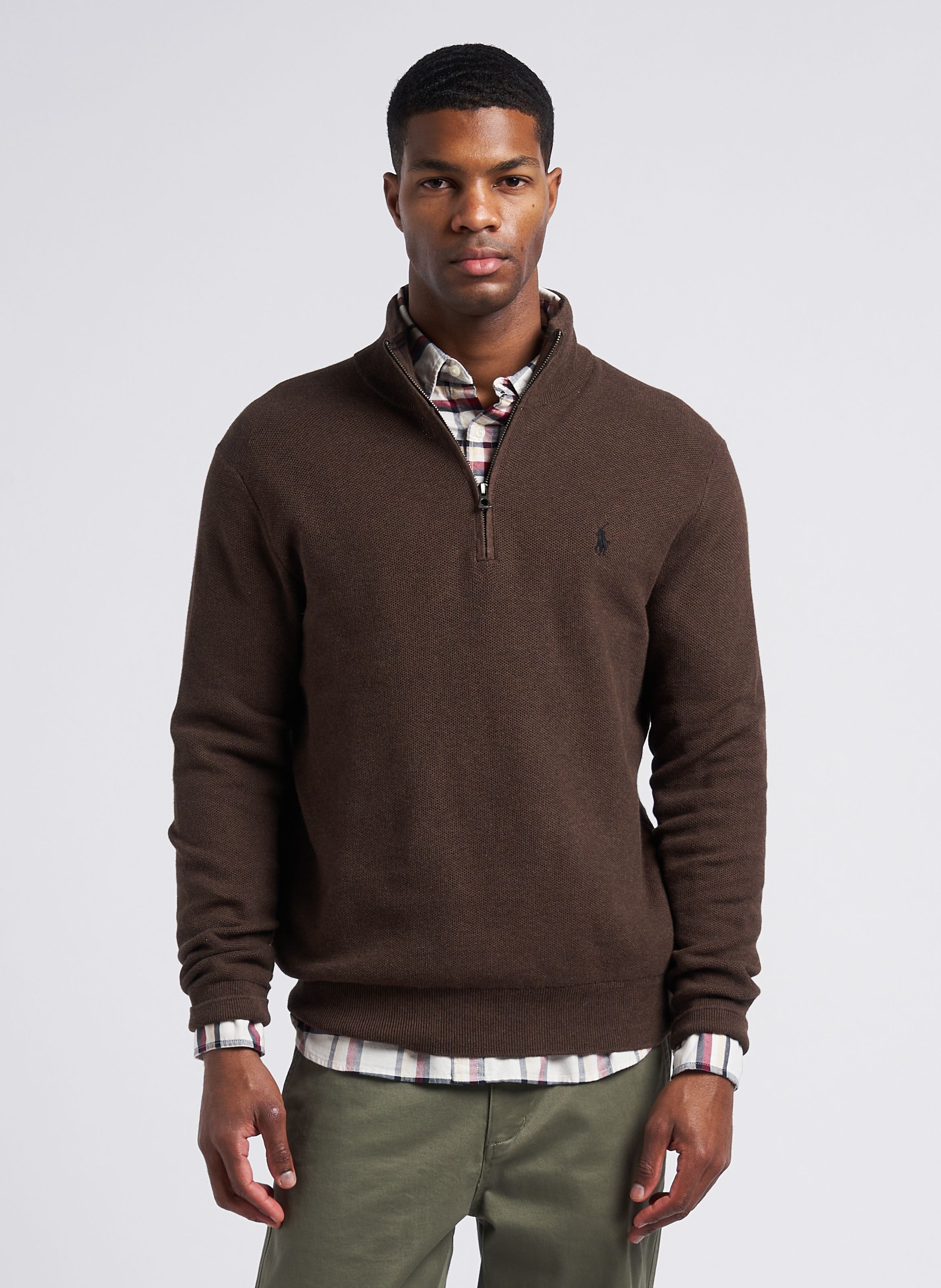 Pull homme discount col montant zippé