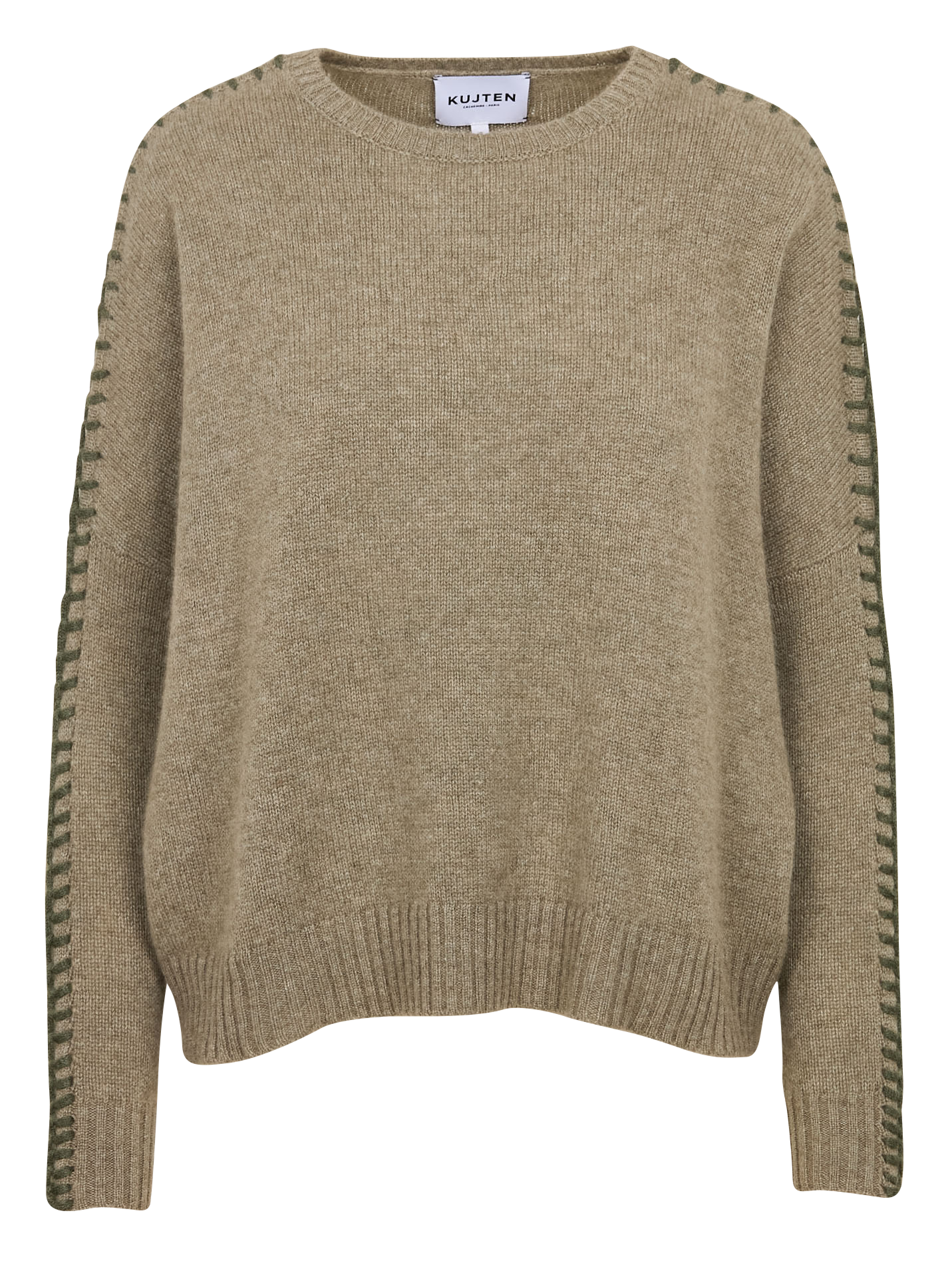 Pull droit en cachemire KUJTEN Kaki