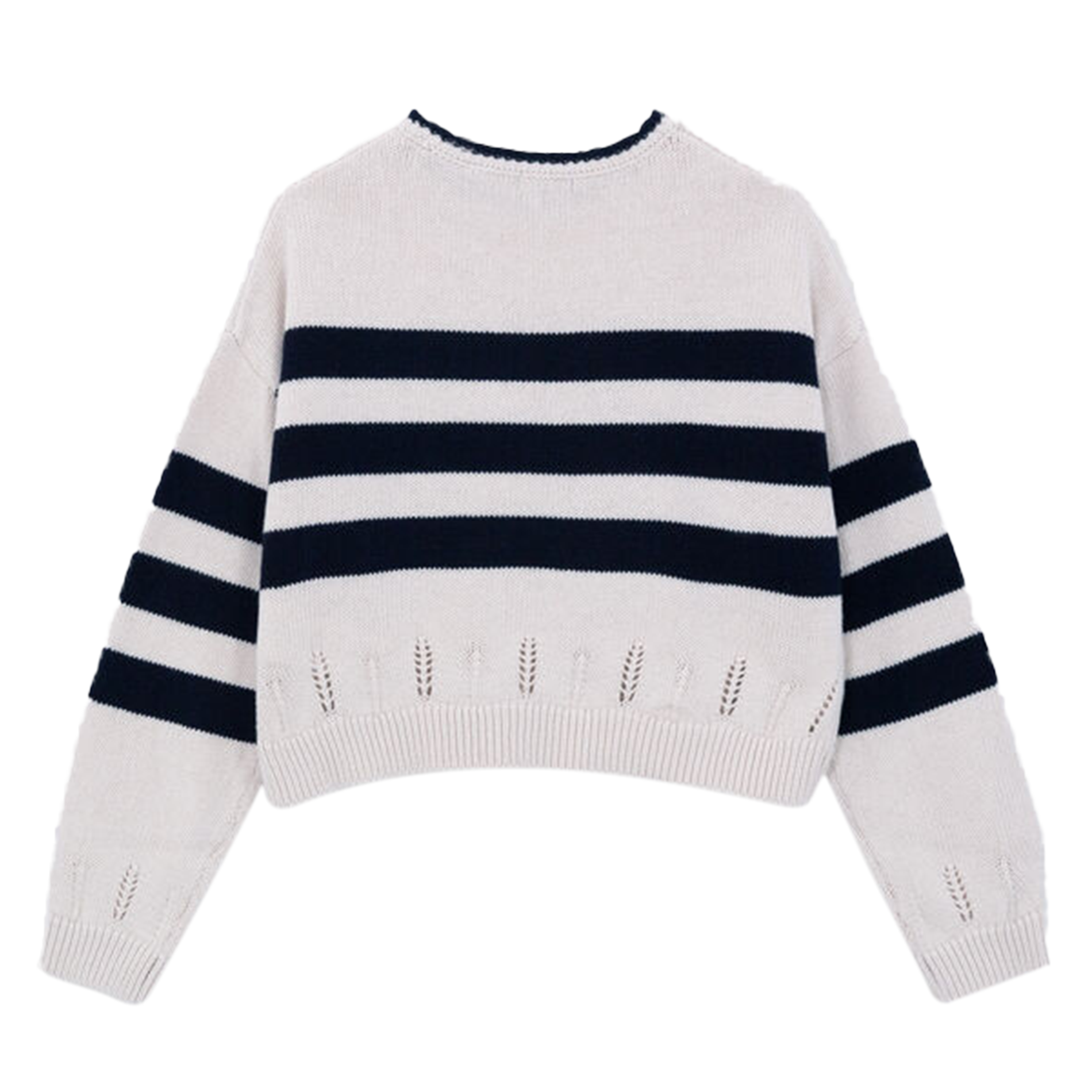 Oversized Striped Cotton Sweater White