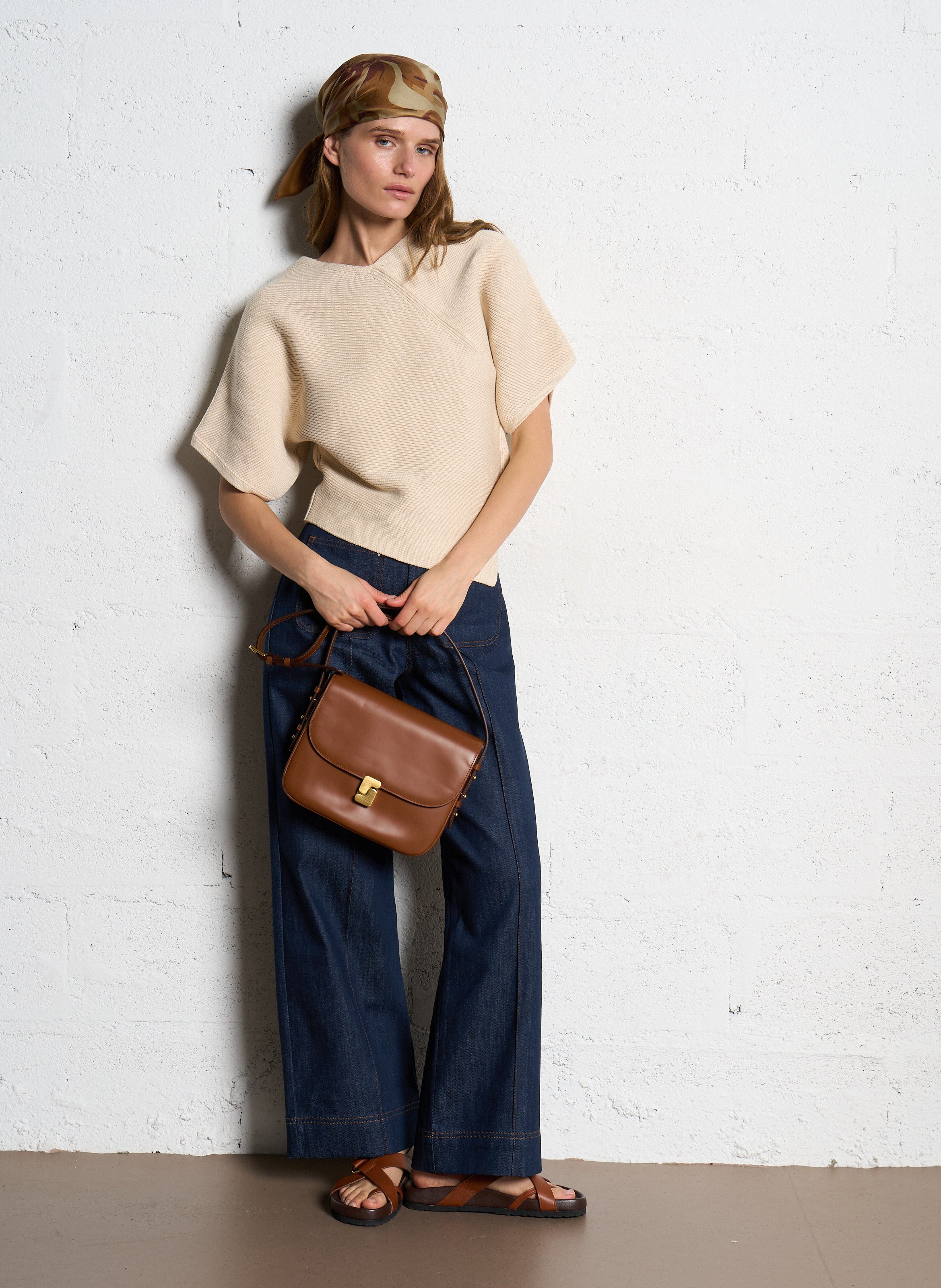 Umhängetasche aus Glacé-Leder SOEUR Braun