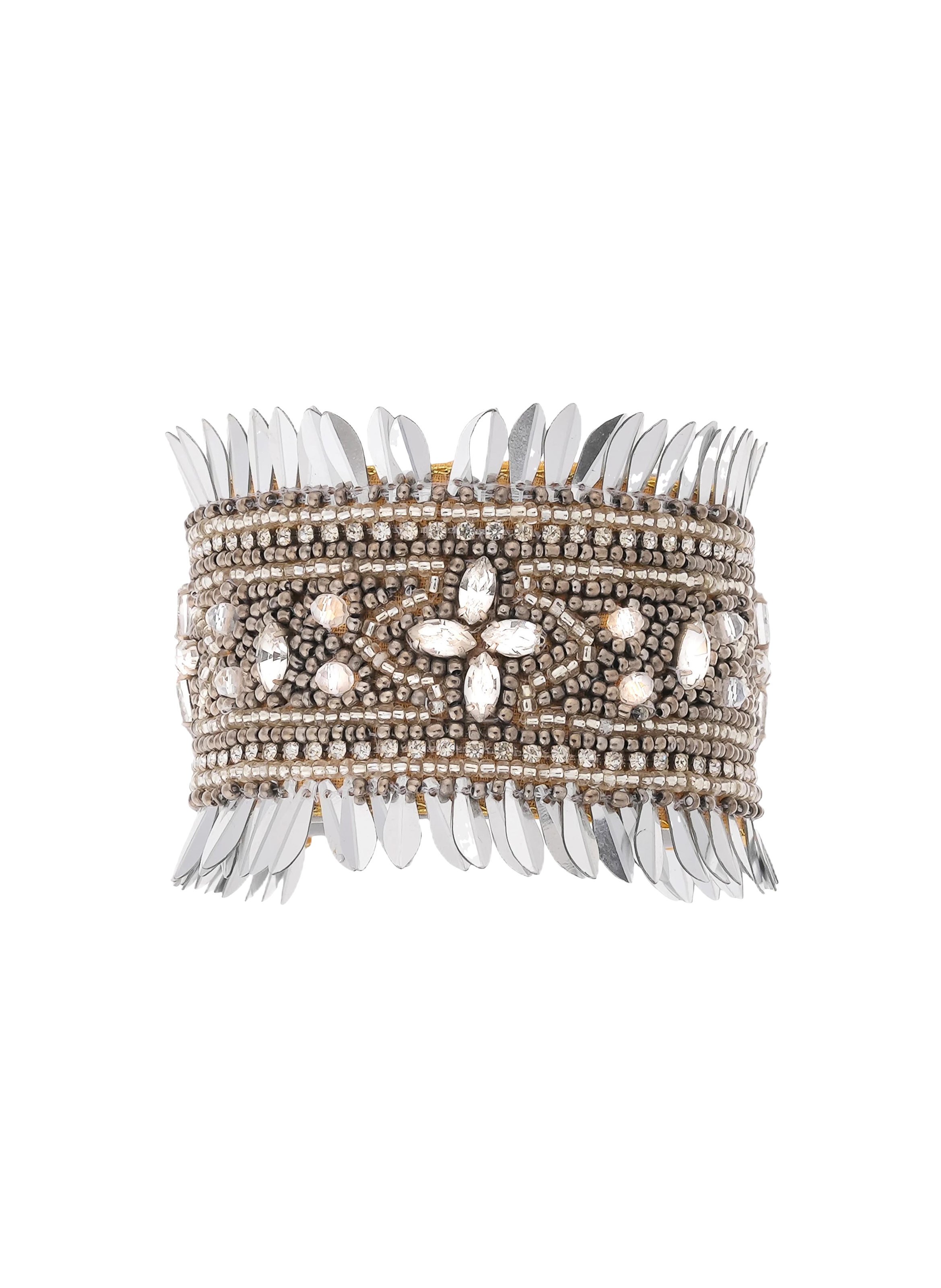 Adjustable beaded cuff HIPANEMA Silver
