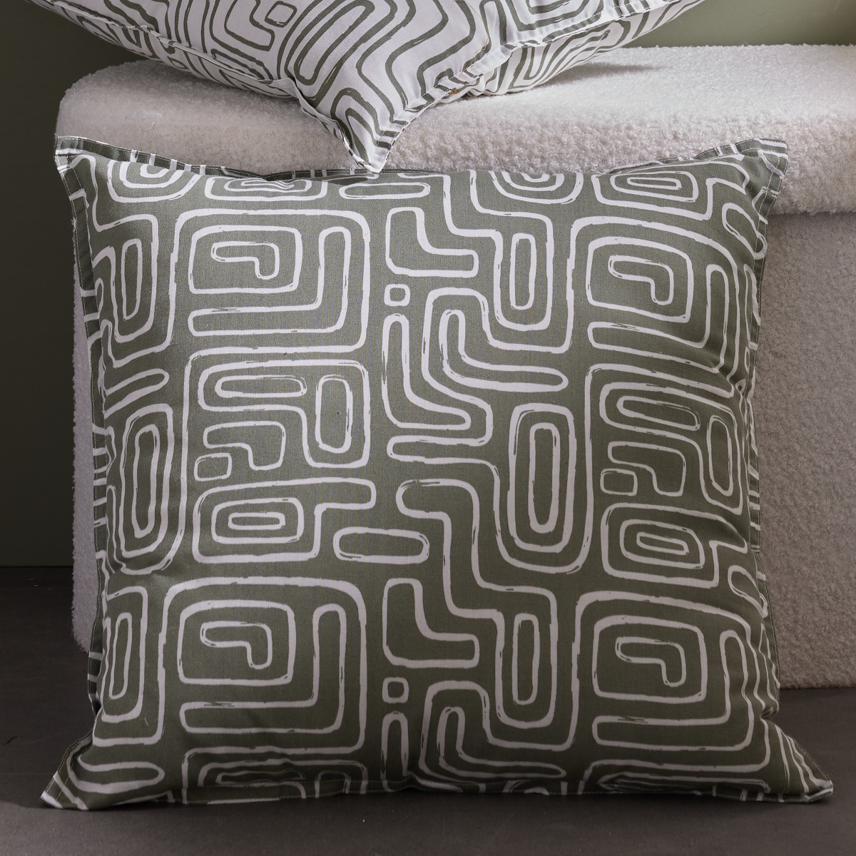 Square printed cotton cushion TODAY LINGE DE MAISON Green