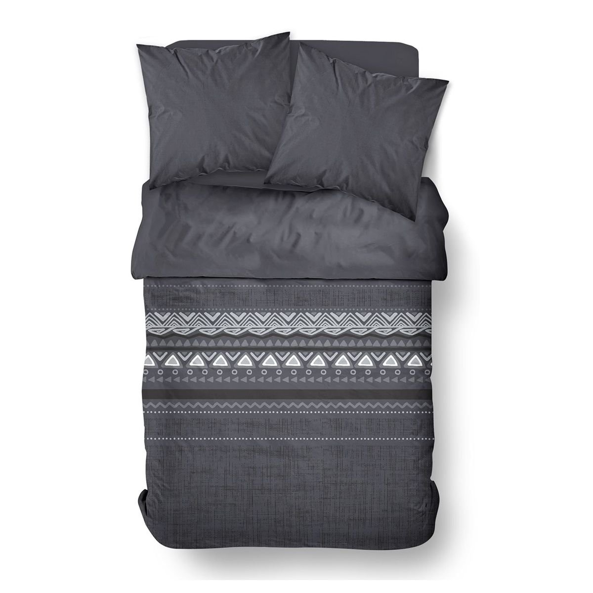 Zippered cotton printed bedding set TODAY LINGE DE MAISON Grey