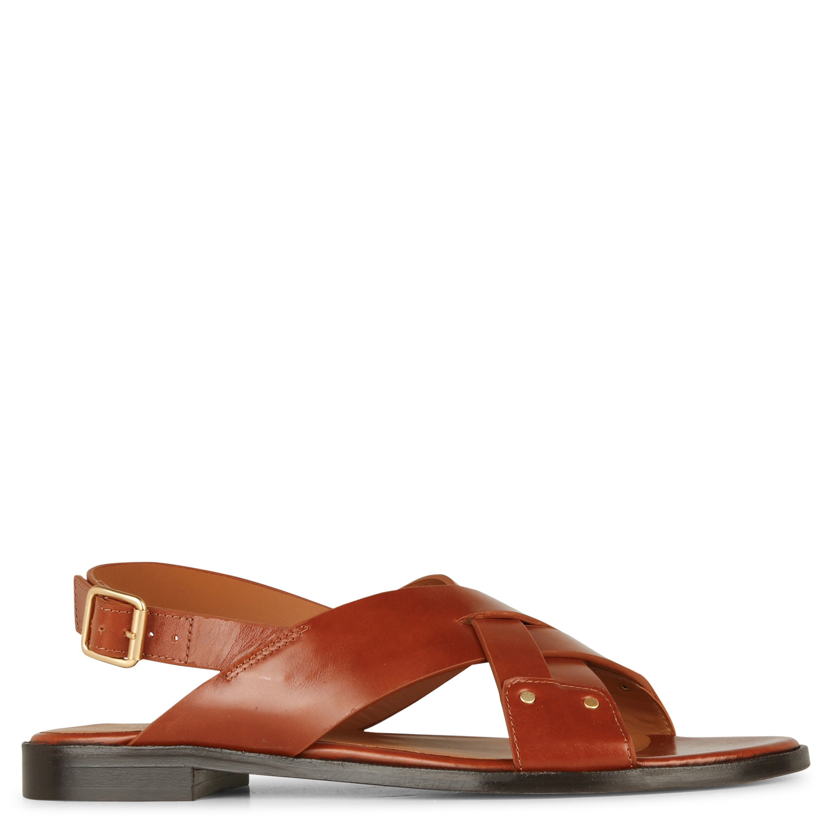 Sandales plates en cuir  RIVECOUR Marron