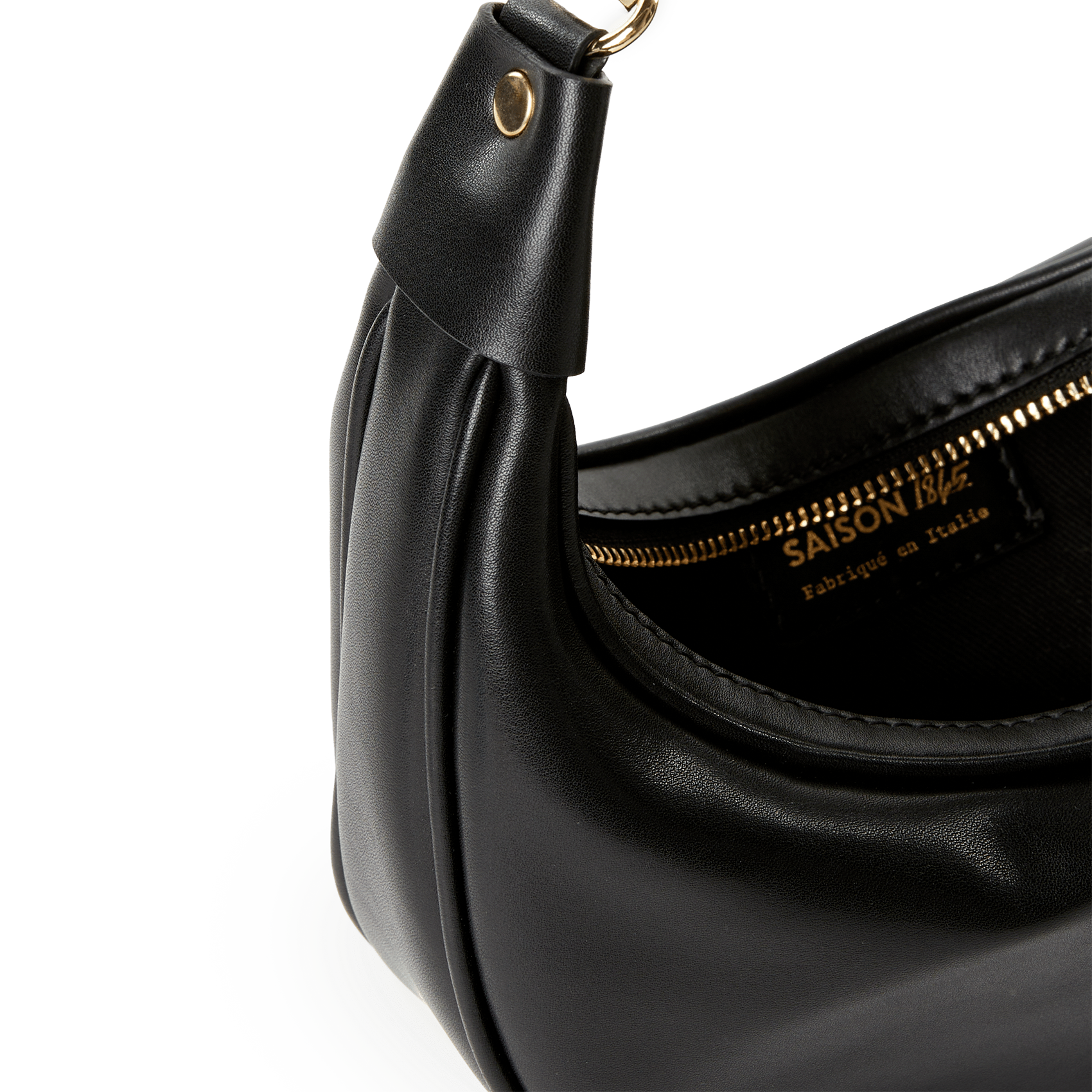 Einfarbige Handtasche aus Leder SAISON 1865 Schwarz