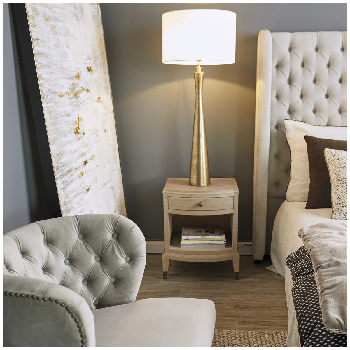 Antique brass lamp BLANC D'IVOIRE Golden