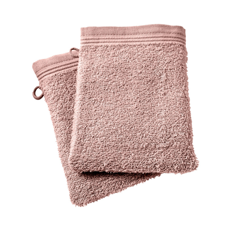 Set of 2 washcloths COTON PUR Pink