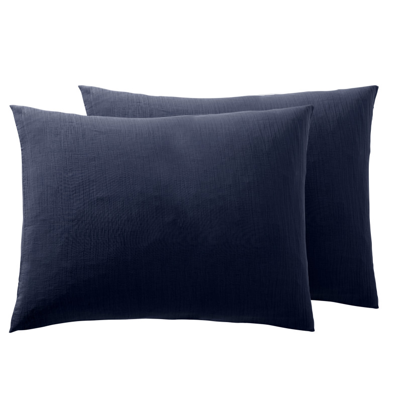 Cotton percale pillow case COTON PUR Blue