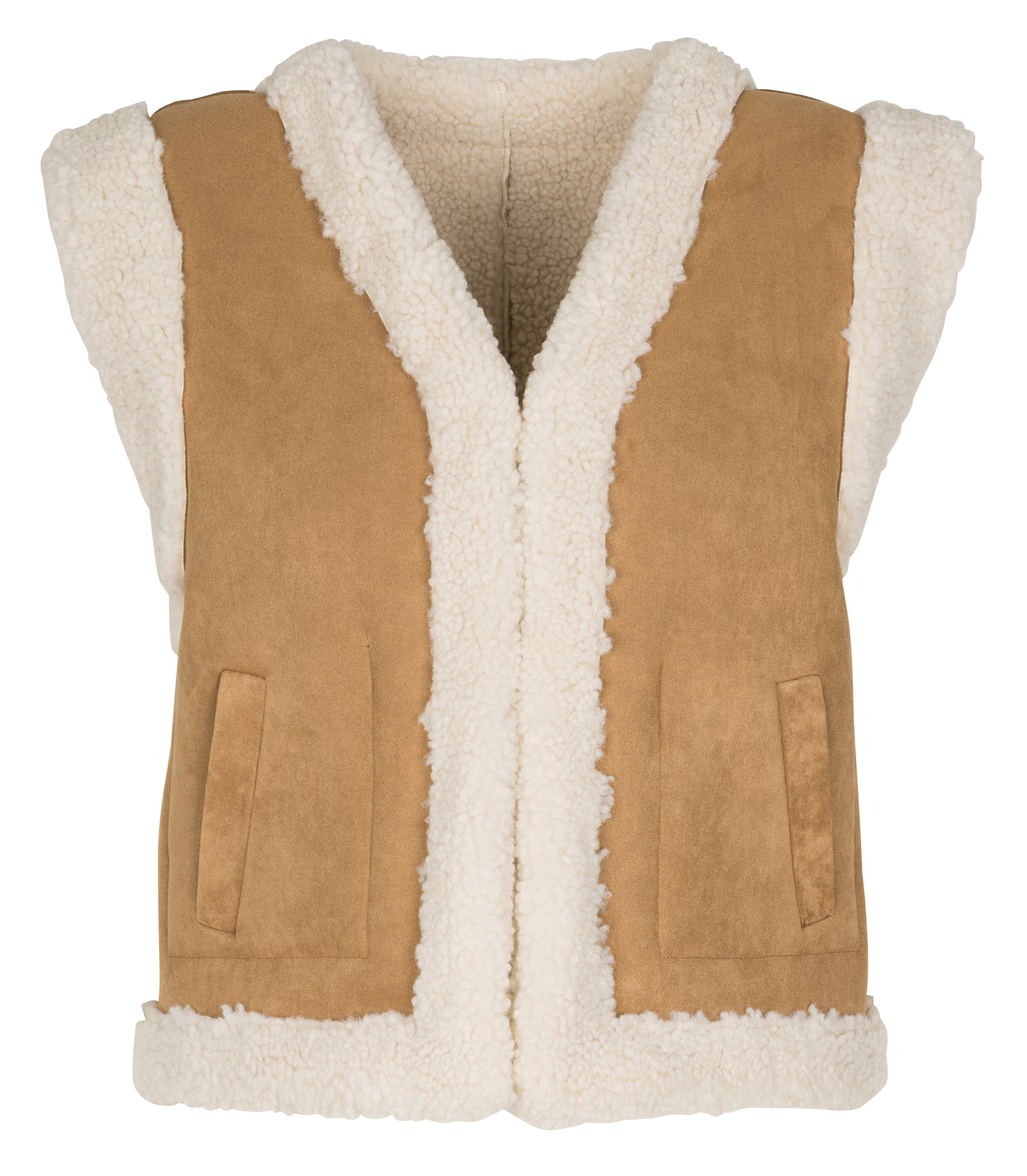 Veste droite en fibres recyclées mélangées SUNCOO Beige