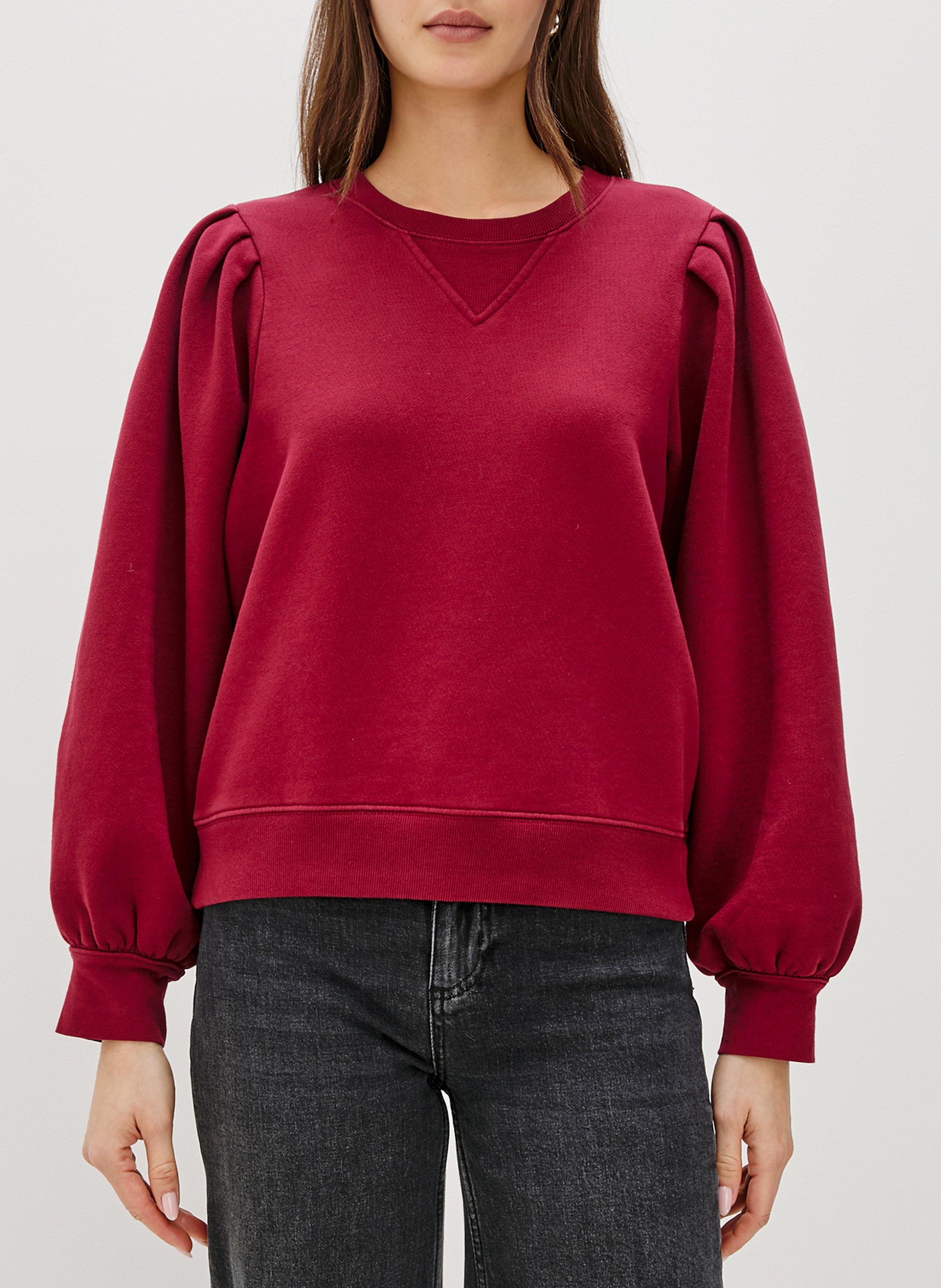 Sweat uni à manches bouffantes RAILS Rouge