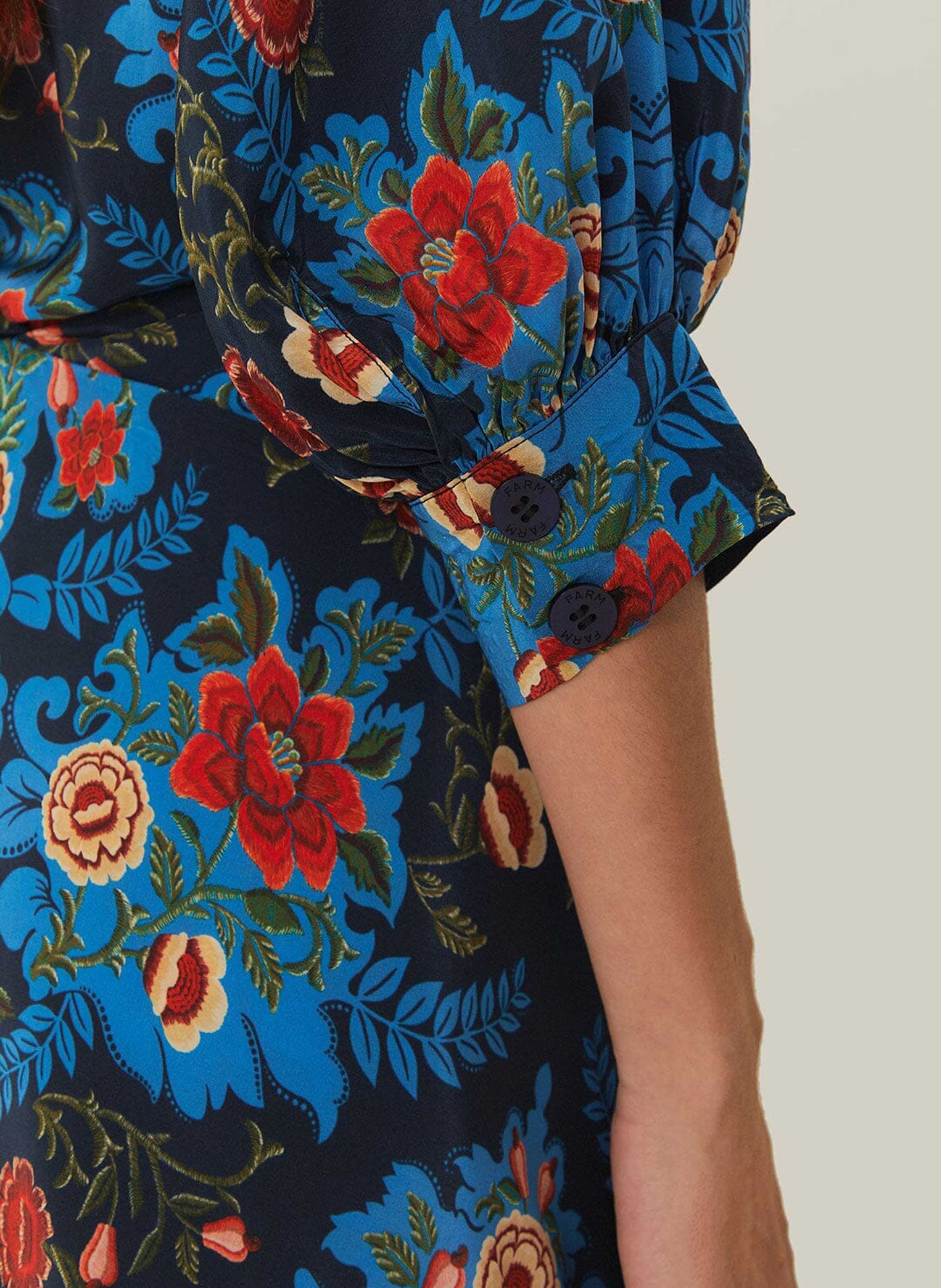 Robe midi col montant à imprimé floral FARM RIO Bleu