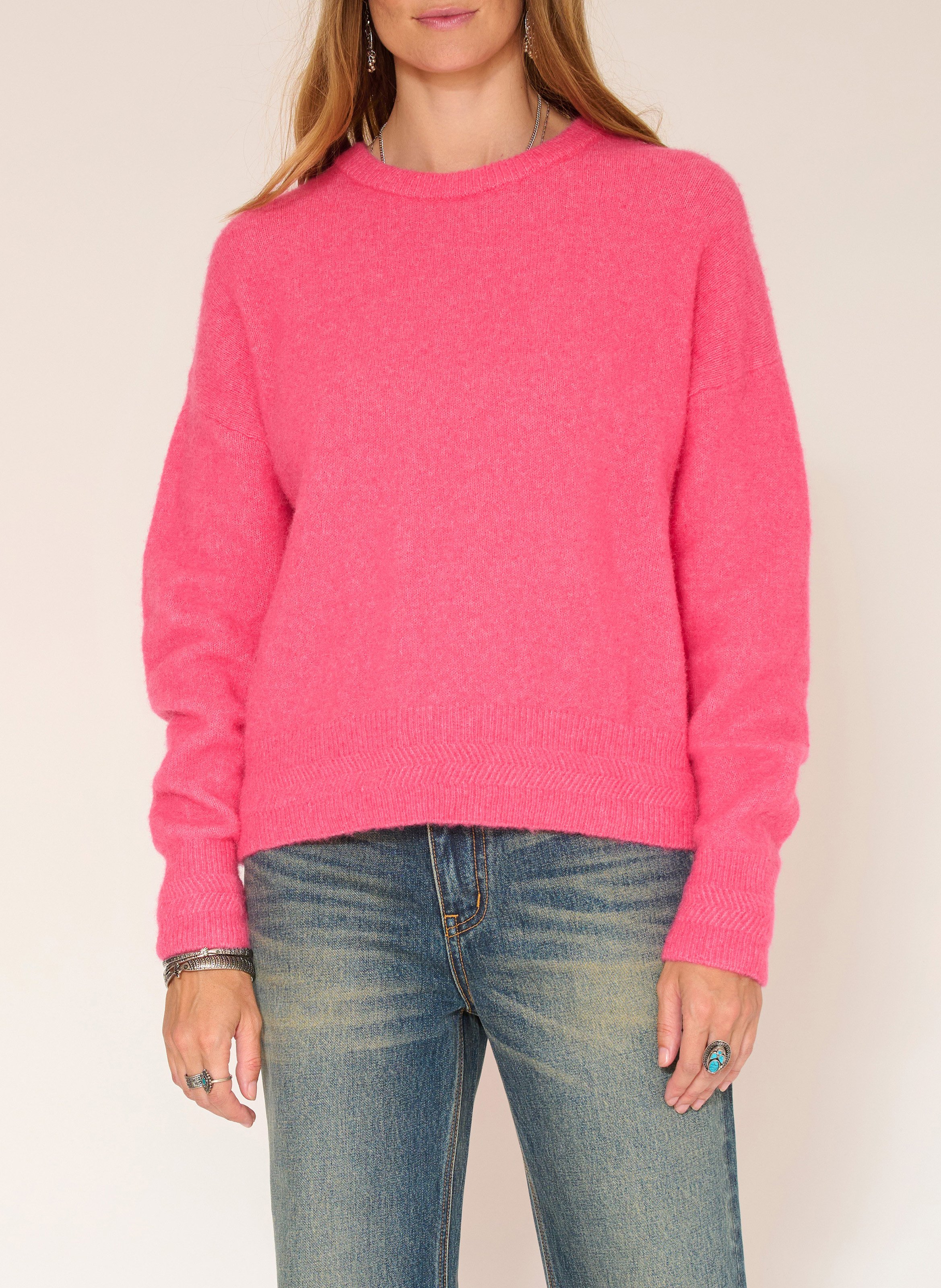Pull ample col rond en laine mélangée MKT Rose