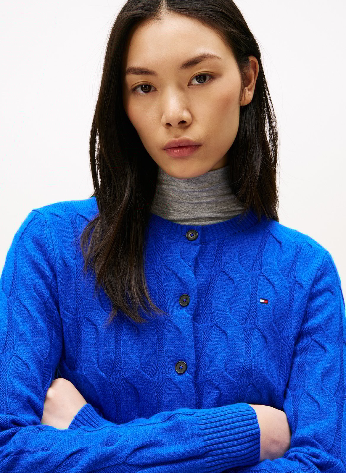 Gilet col rond en laine TOMMY HILFIGER Bleu