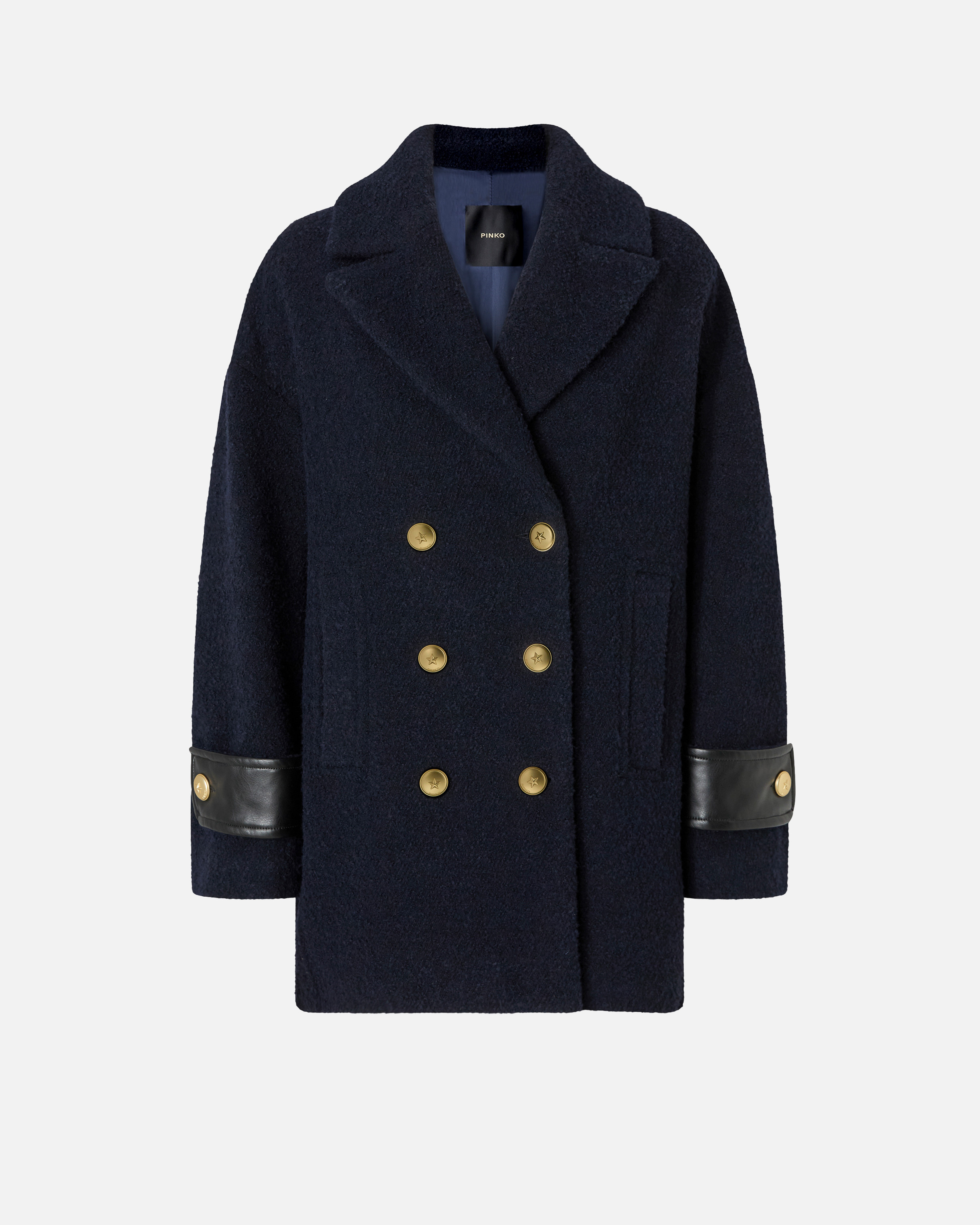 Short cross-over peacoat in looped wool PINKO Blue