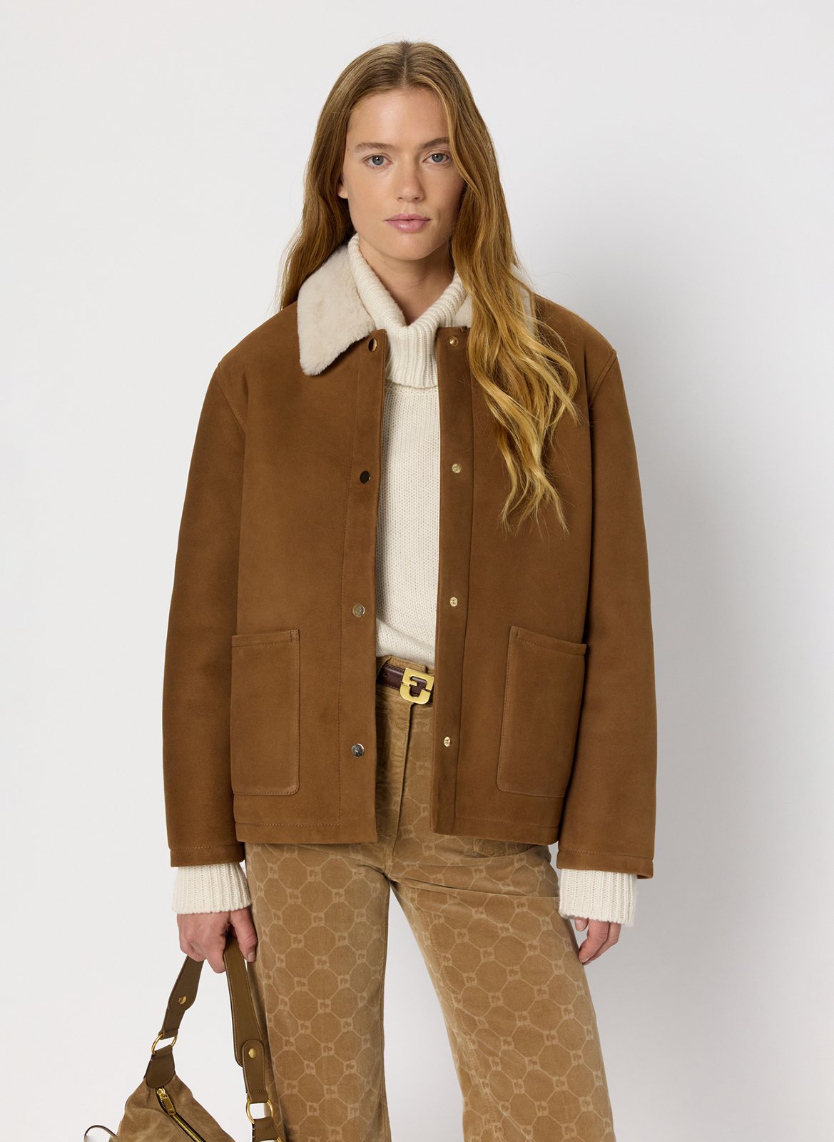 Klassieke leren lammy jas GERARD DAREL Bruin