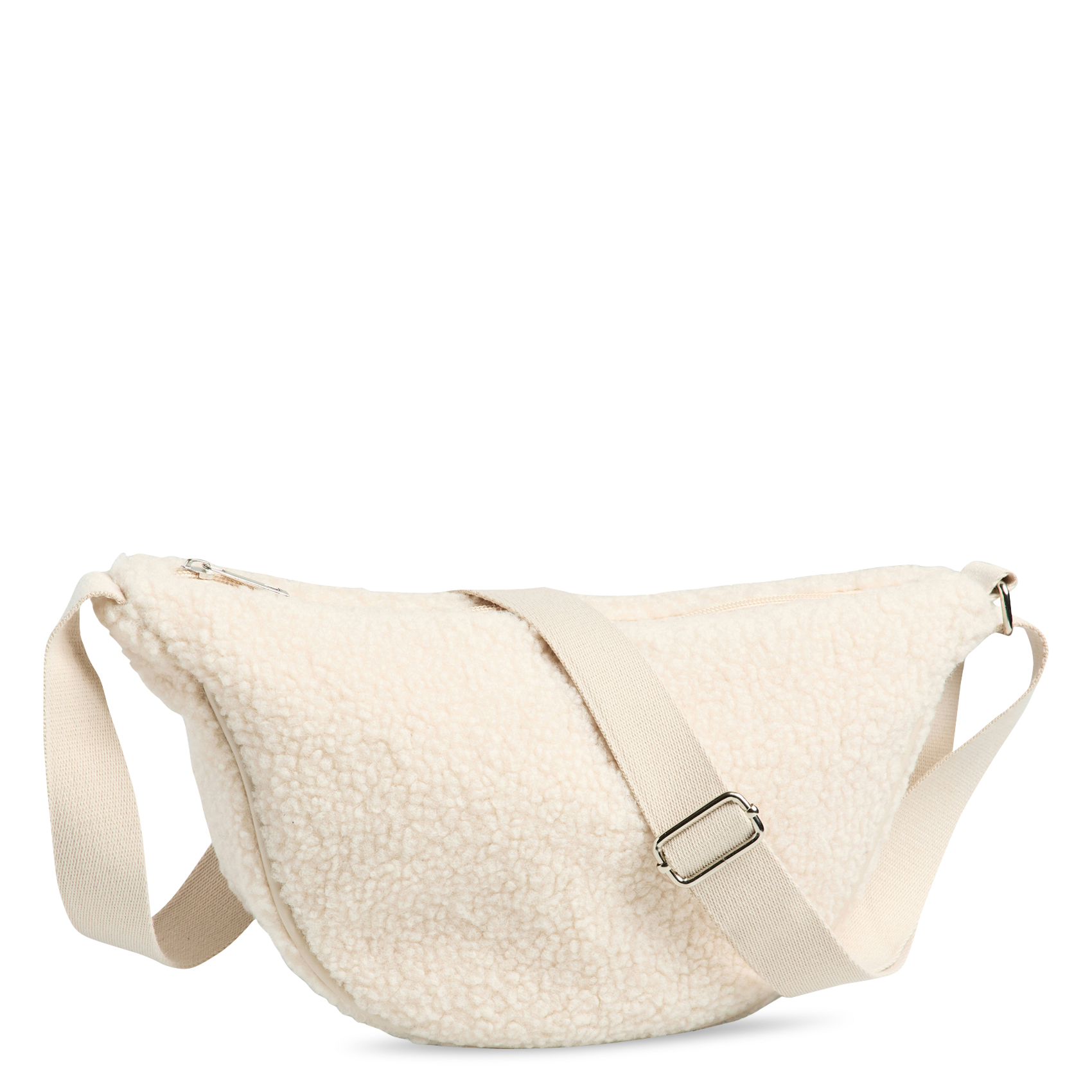 Faux fur waist bag PIECES Beige