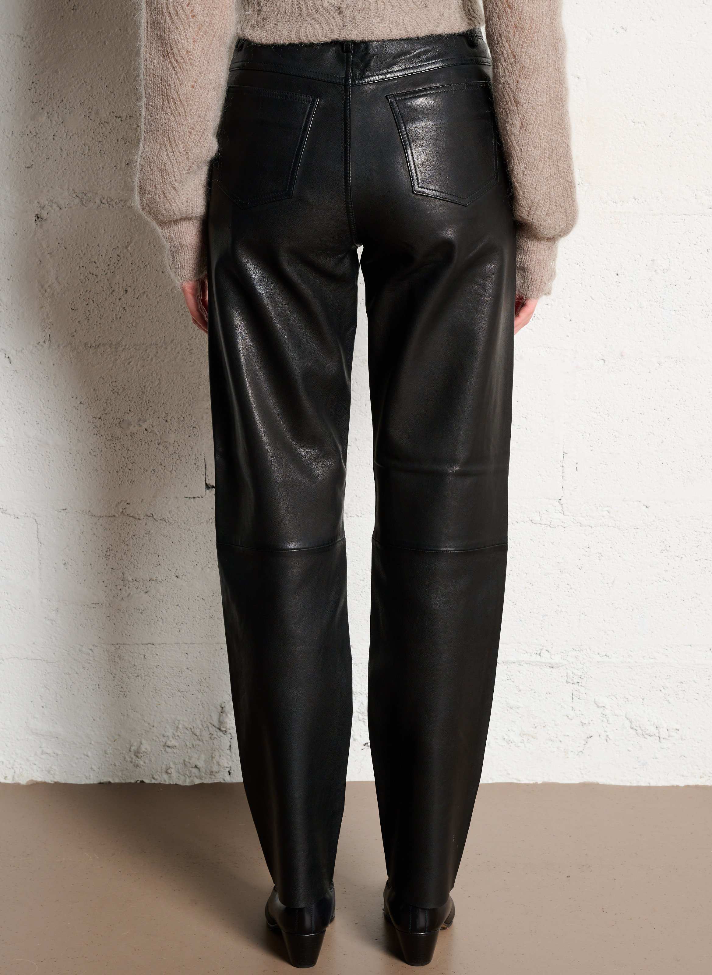 Straight leather pants IKKS Black