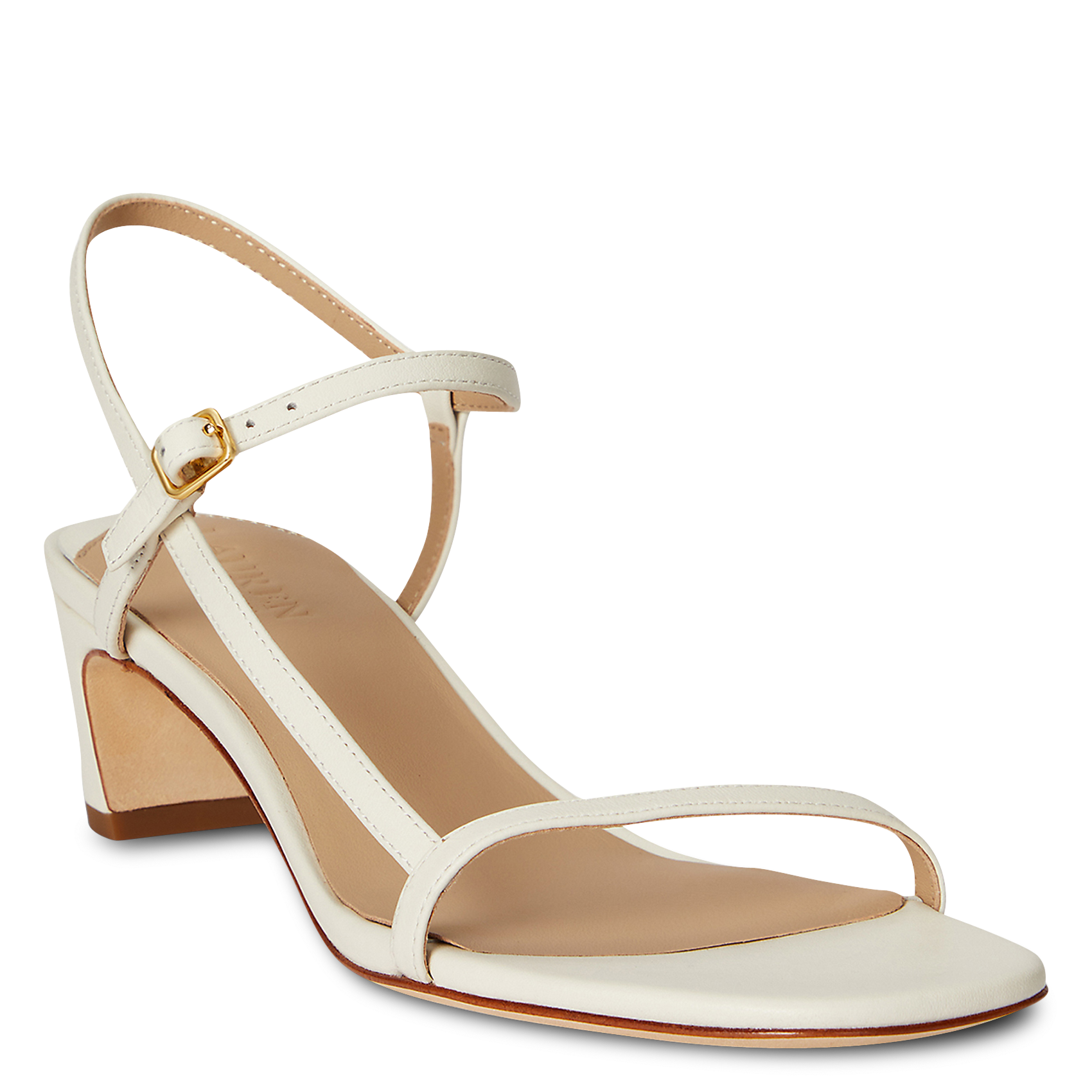 Sandales ouvertes à talons en cuir POLO RALPH LAUREN Blanc