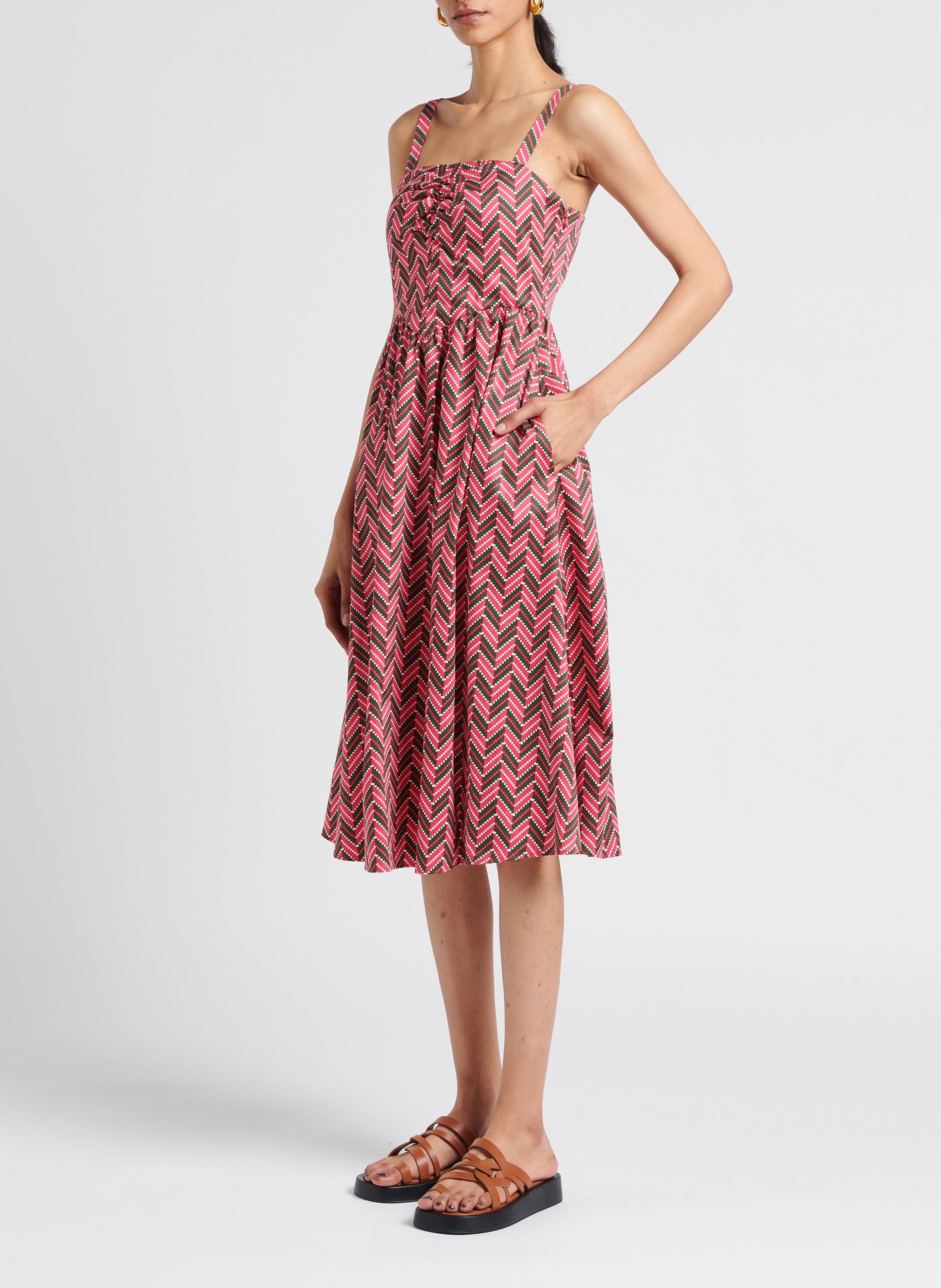 Printed cotton-blend midi dress MAX&Co. Pink