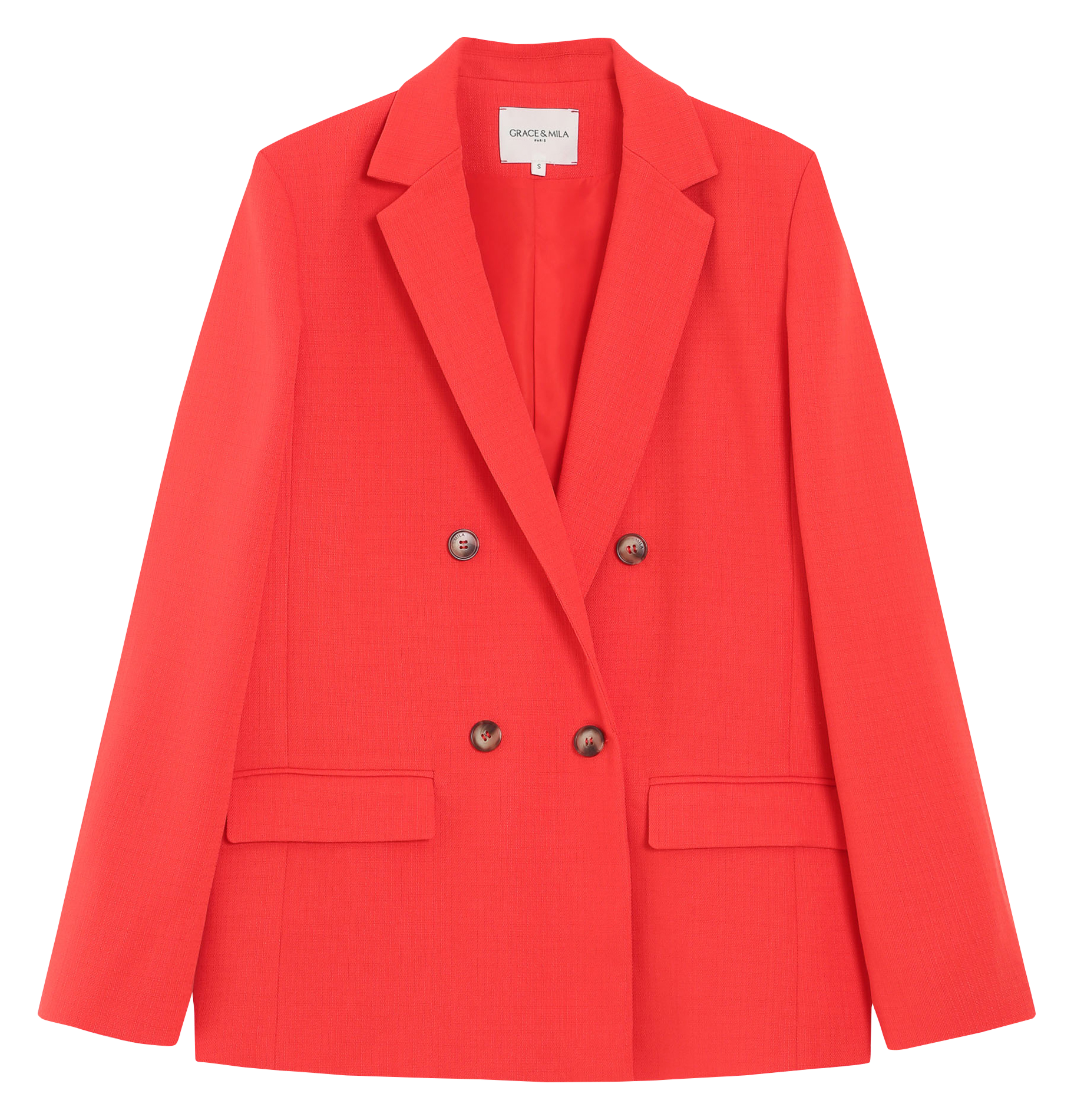Plain straight blazer GRACE ET MILA Red