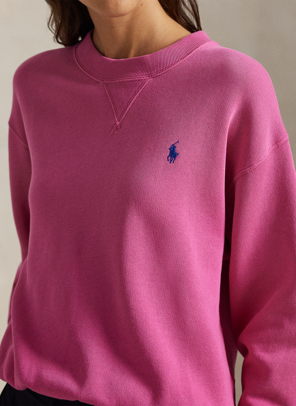 Loose-fit round-neck cotton-blend embroidered sweatshirt POLO RALPH LAUREN Pink