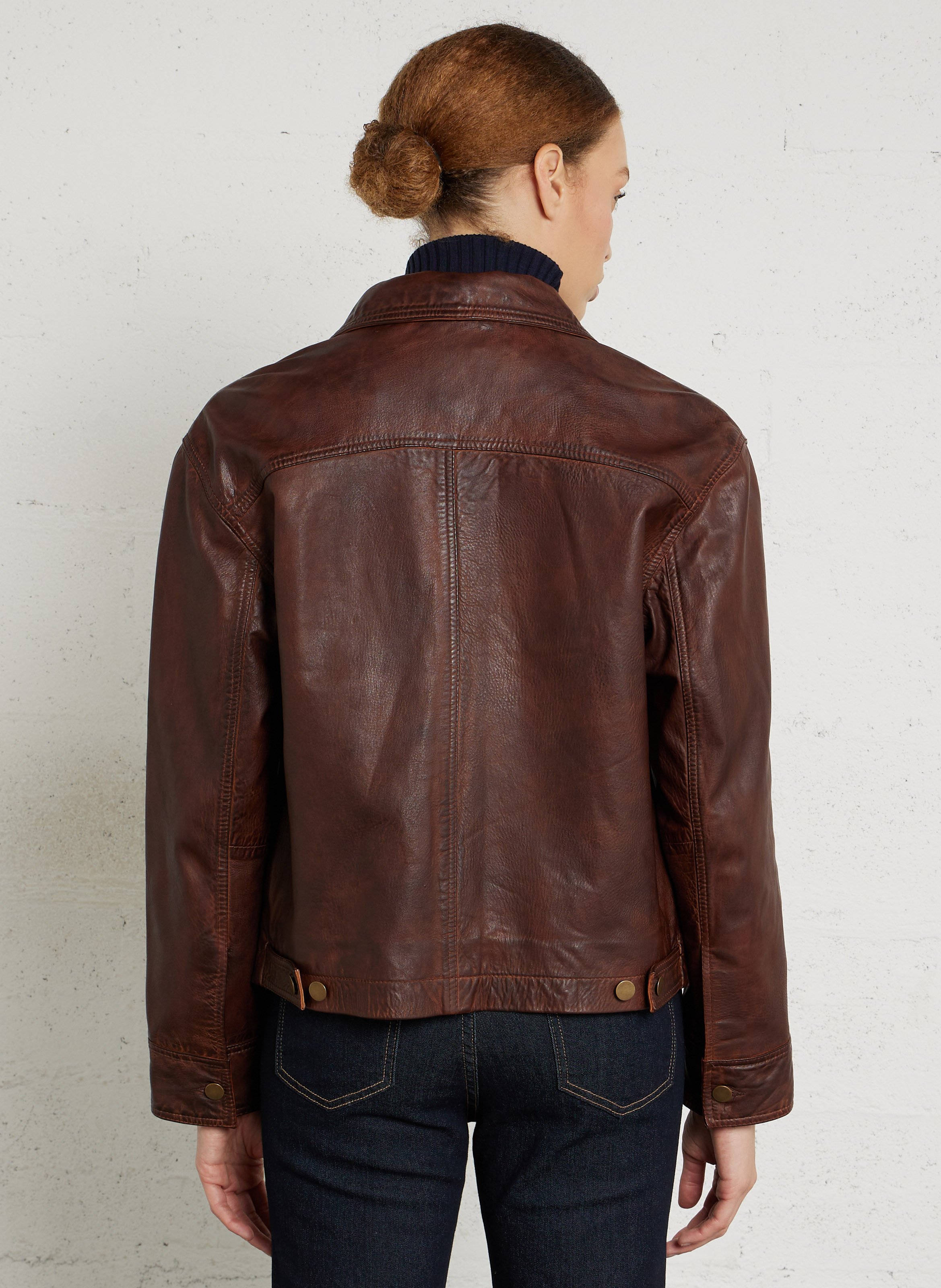 Veste droite boutonnée en cuir MAISON 123 Rouge