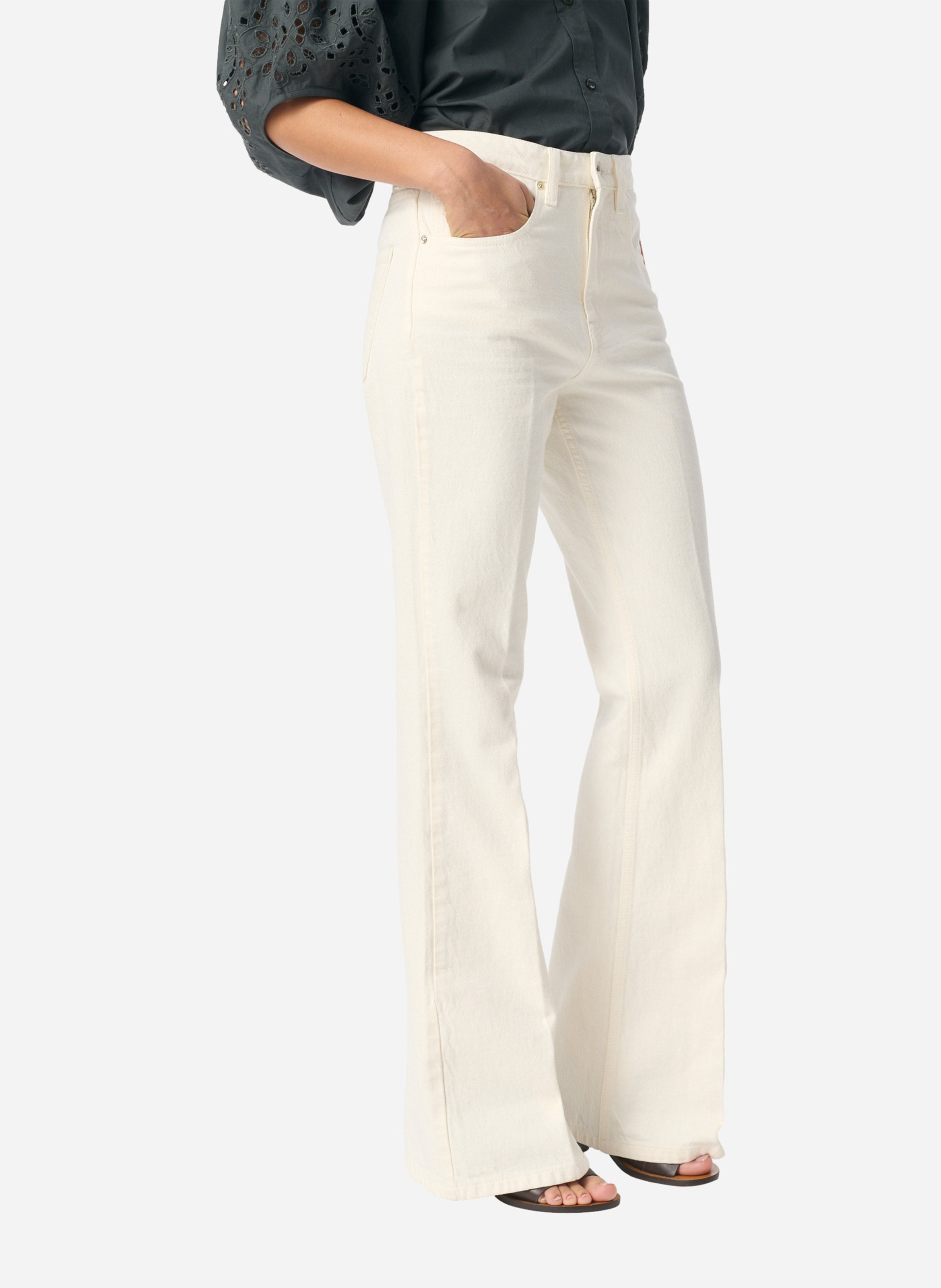 Jean flare taille haute uni VANESSA BRUNO Blanc