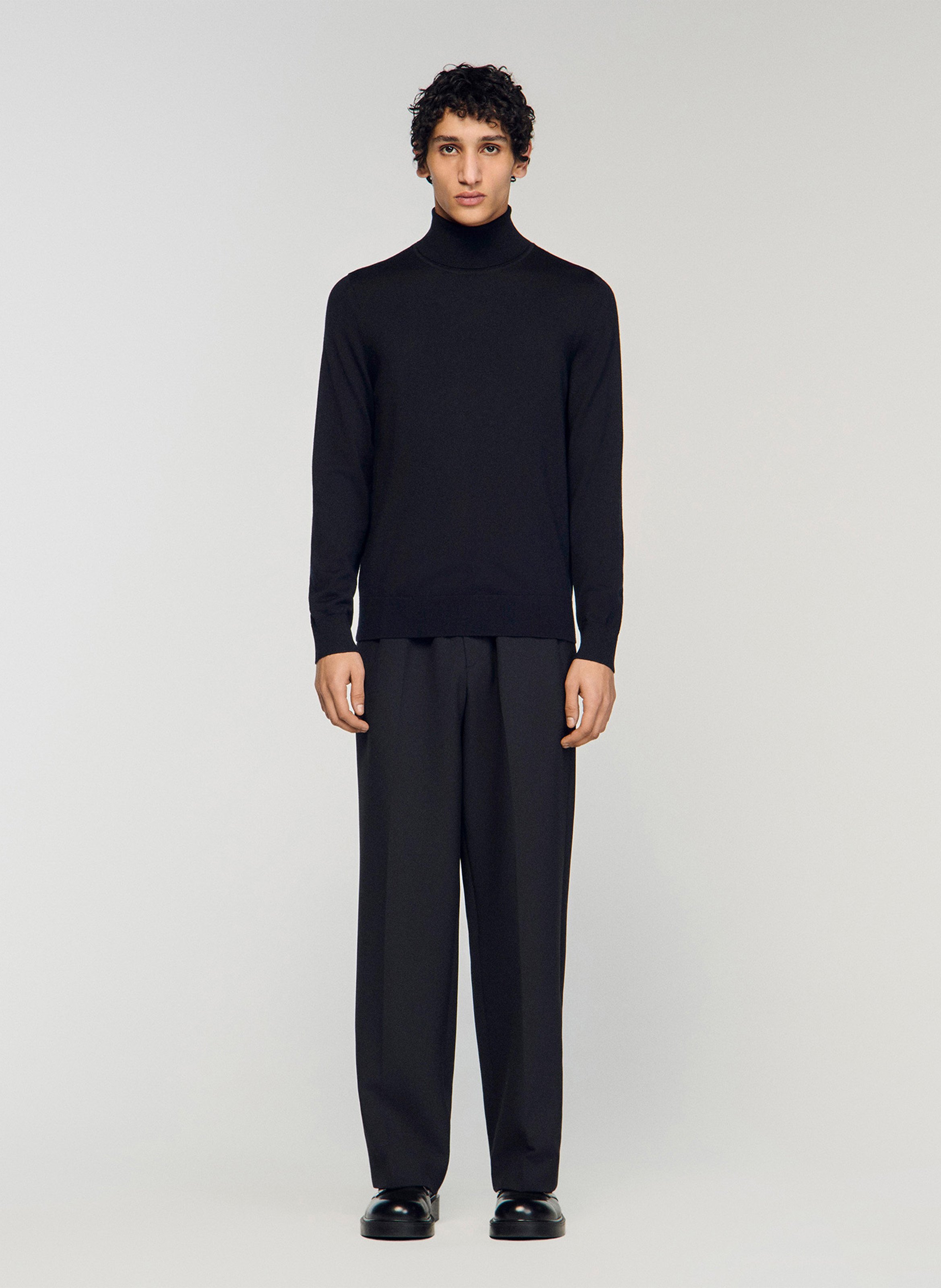 Col roulé regular-fit en laine SANDRO Noir
