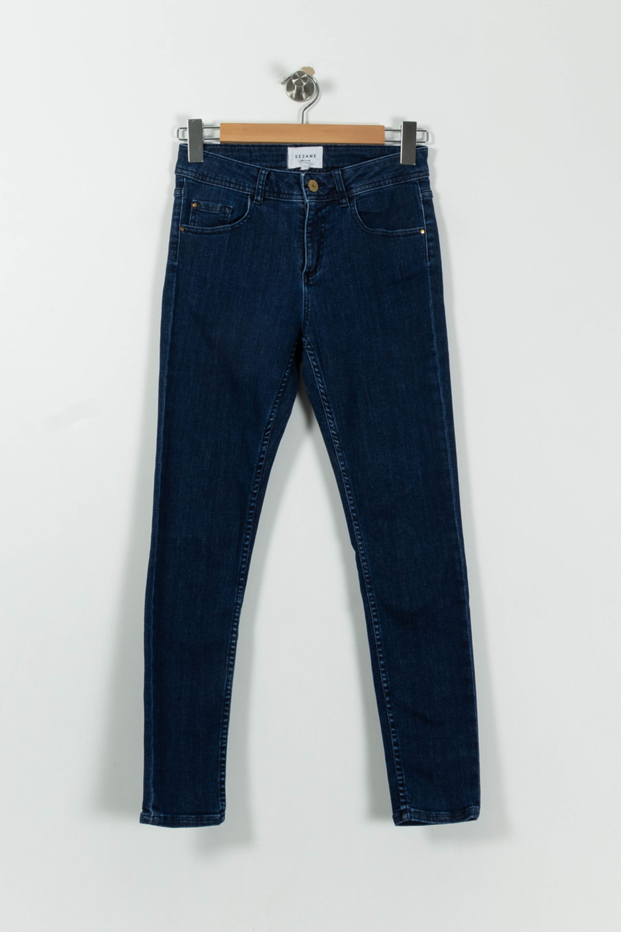 Cropped slim jeans with studs SEZANE - Seconde main Blue
