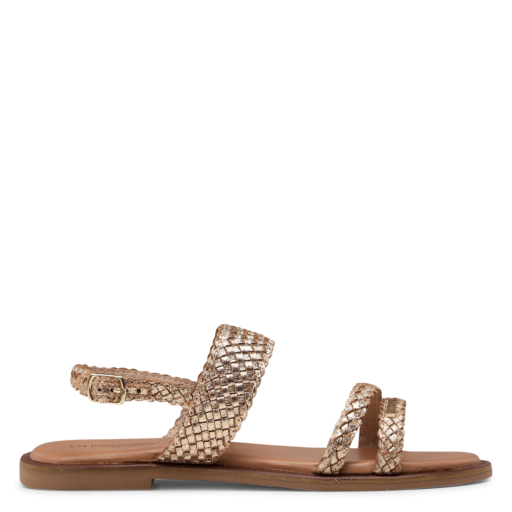 Platte, gevlochten leren sandalen LES TROPEZIENNES PAR M.BELARBI Goudkleurig