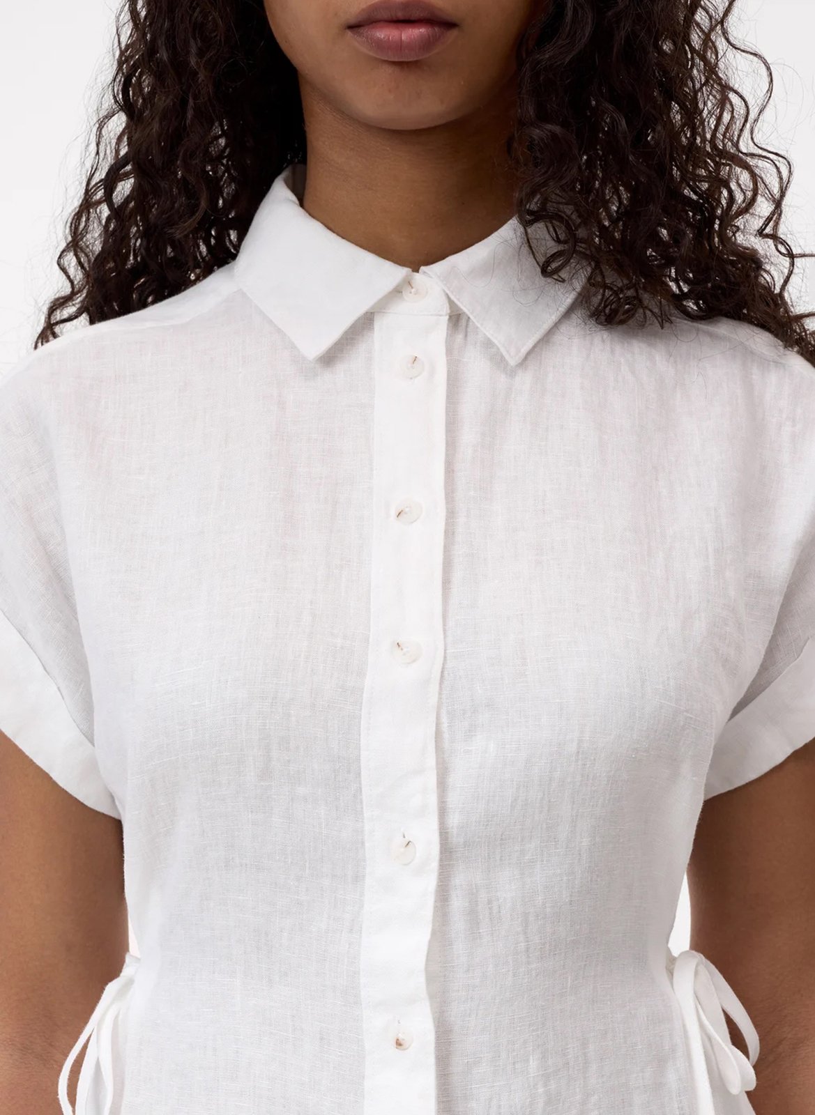 Straight linen shirt with classic collar CLOSED White