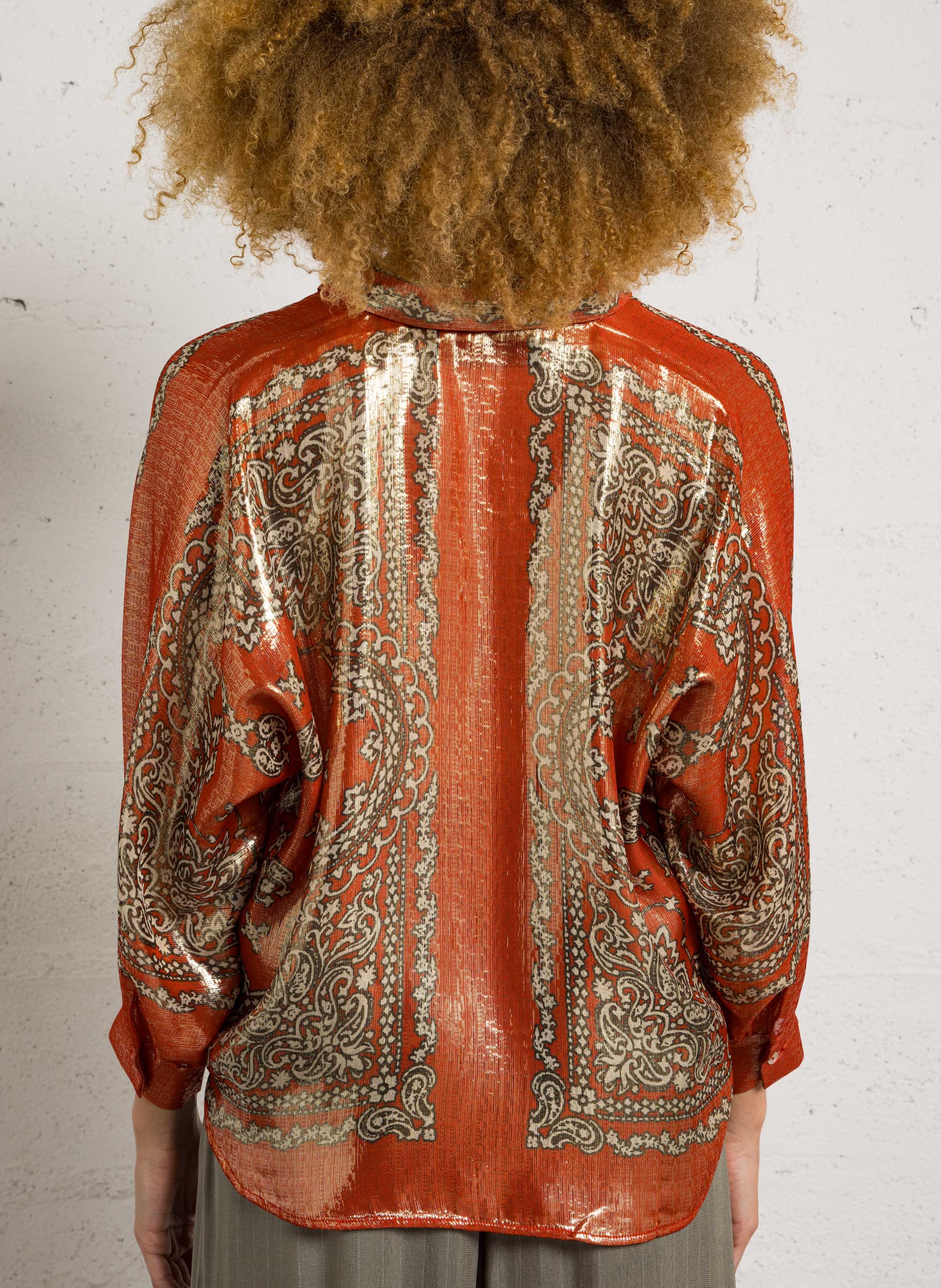 Metallic overhemd met klassieke kraag MES DEMOISELLES Rood