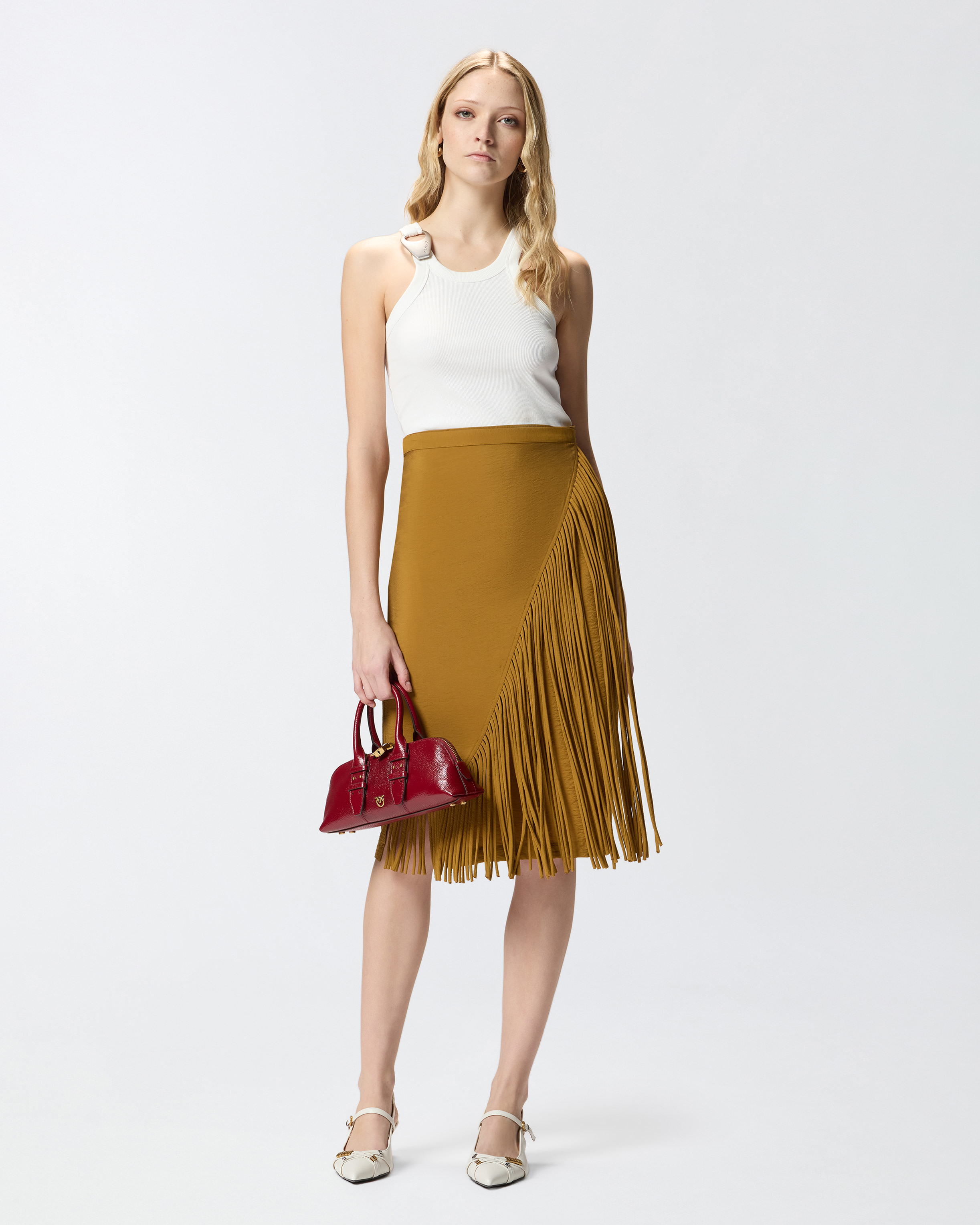 Tank top with pendant buckle PINKO White