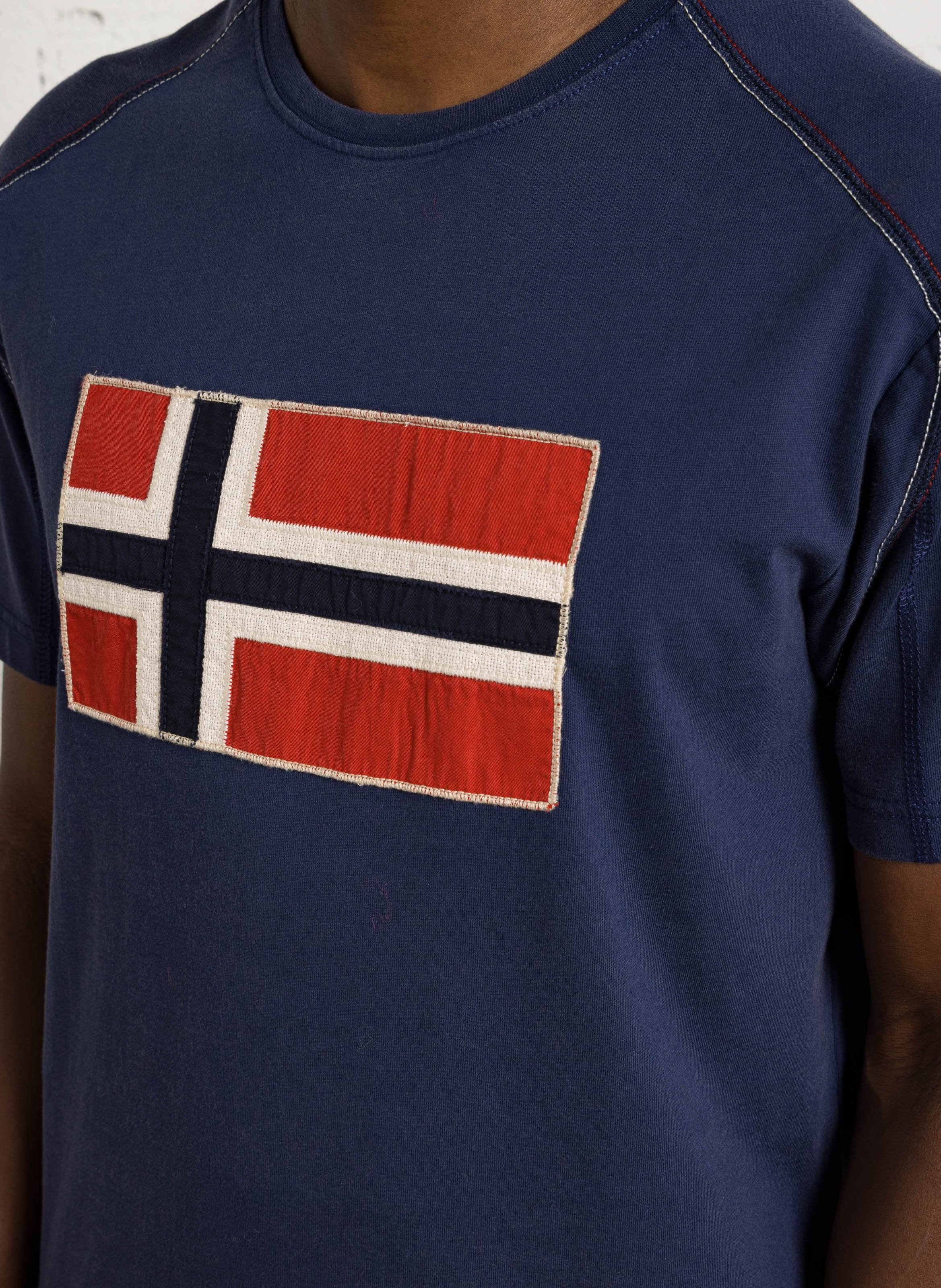 Gerade geschnittenes T-Shirt aus Baumwolle mit Stickerei NAPAPIJRI Blau