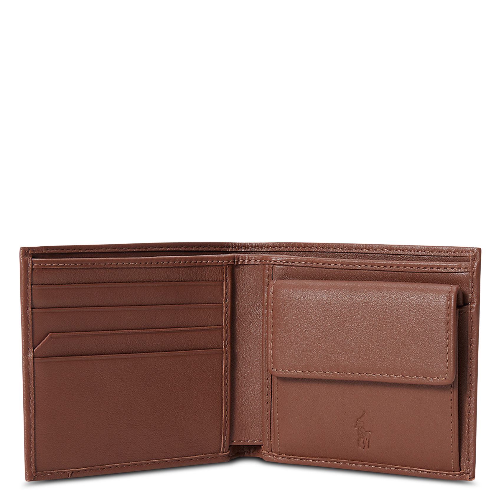 Einfarbiges Lederportemonnaie POLO RALPH LAUREN Braun