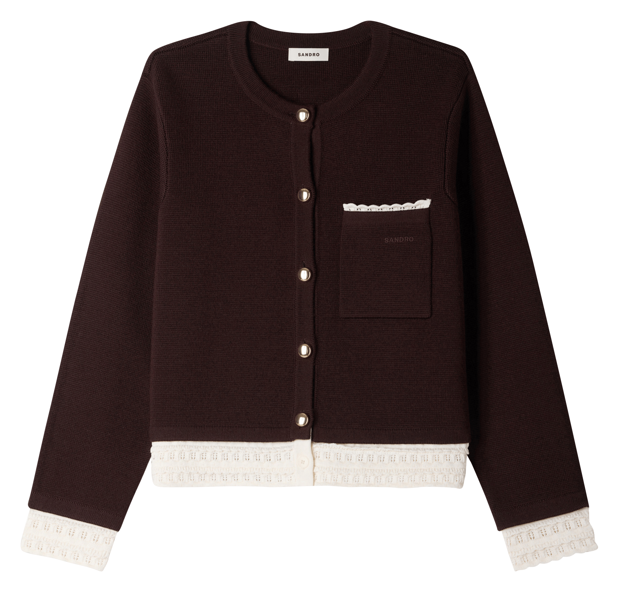 Round neck vest with embroidery SANDRO Brown