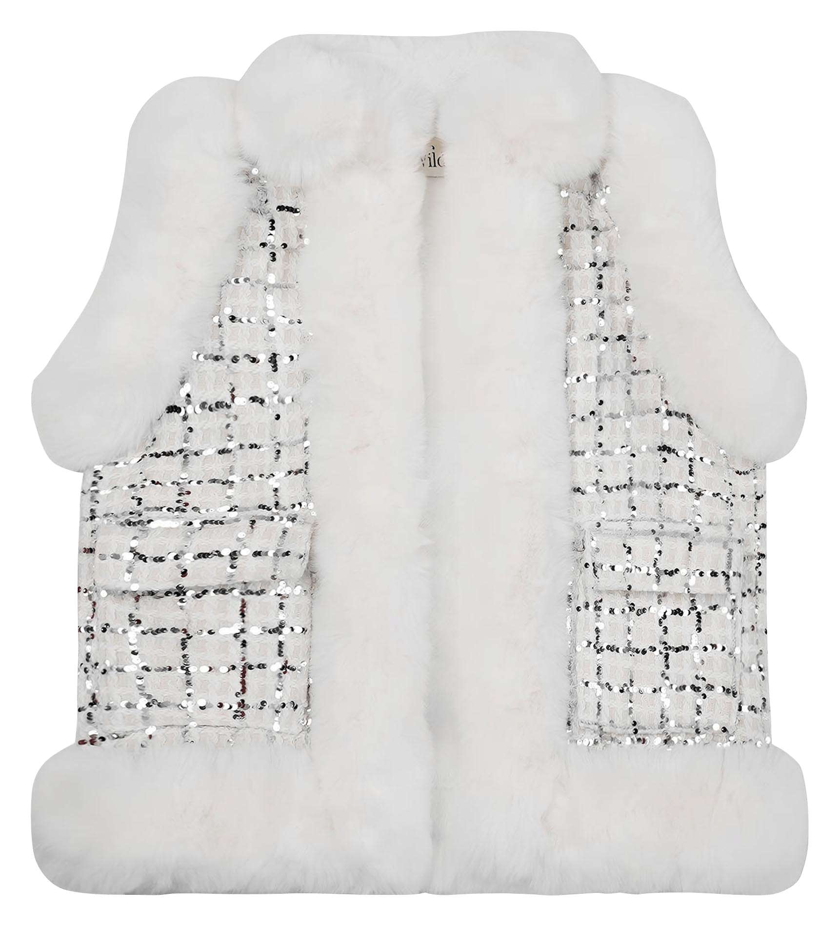 Veste col rond effet fourrure WILD Blanc