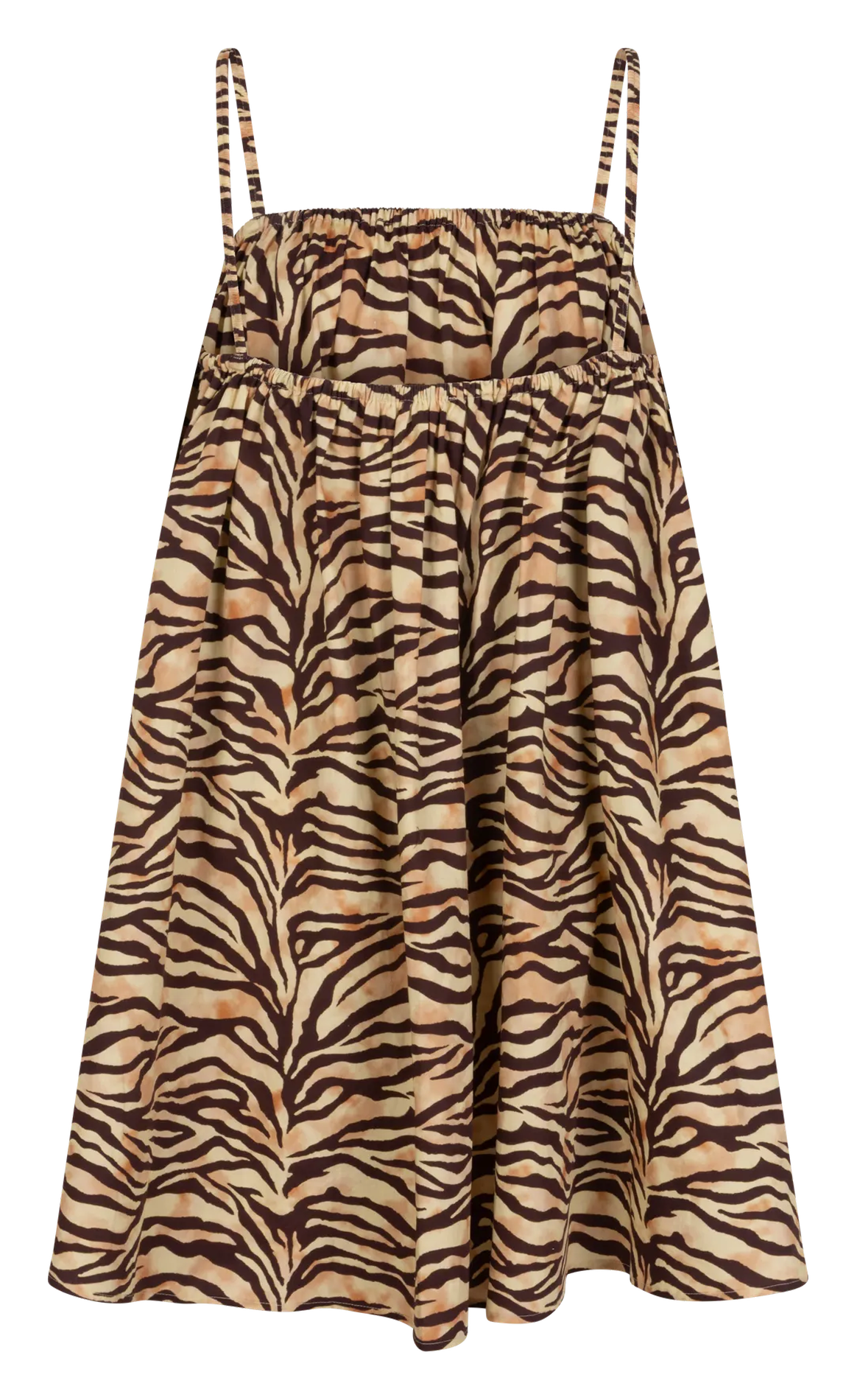 Short printed cotton dress LOVE STORIES Brown