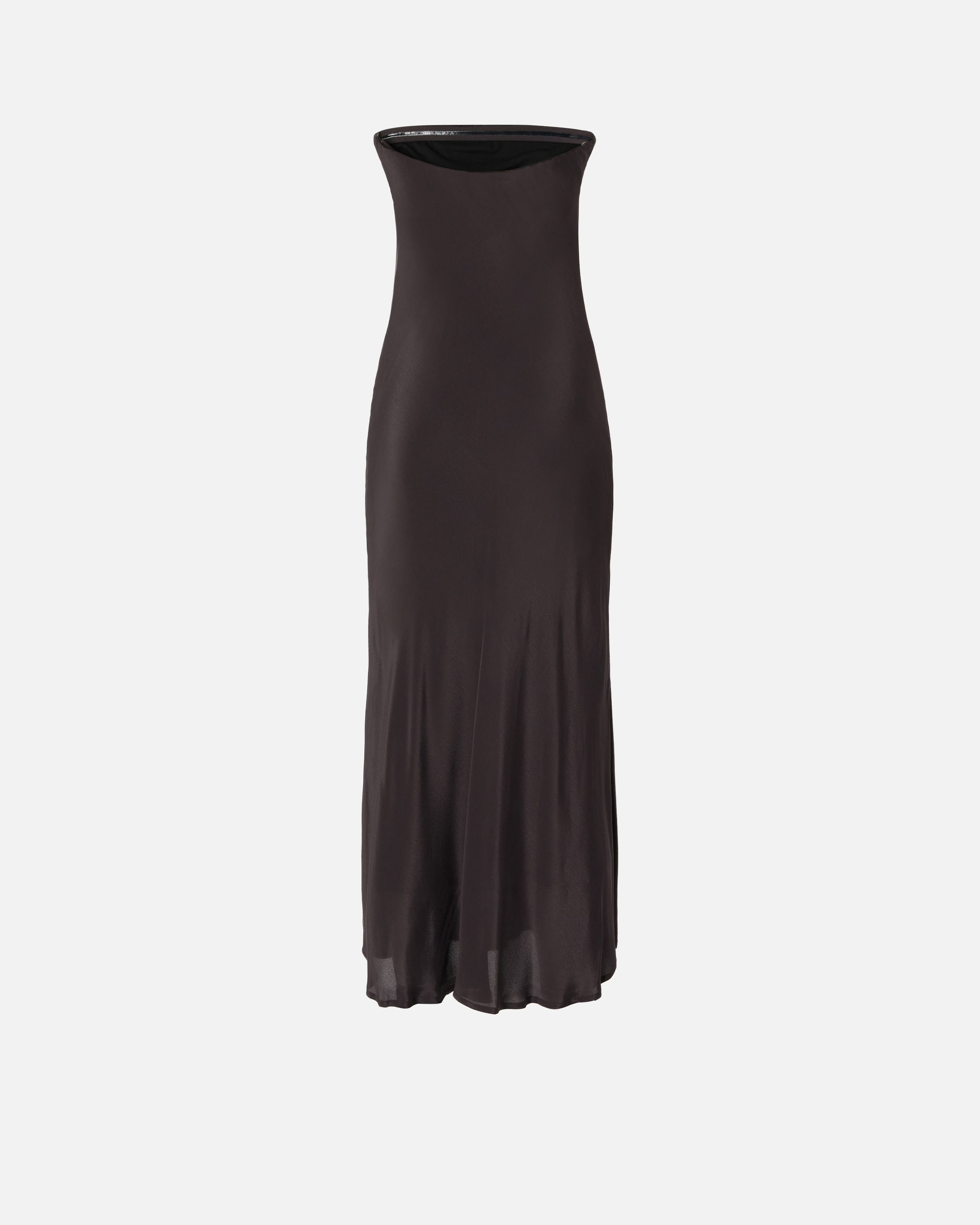 Robe longue bandeau en crêpe de chine viscose et soie PINKO Marron