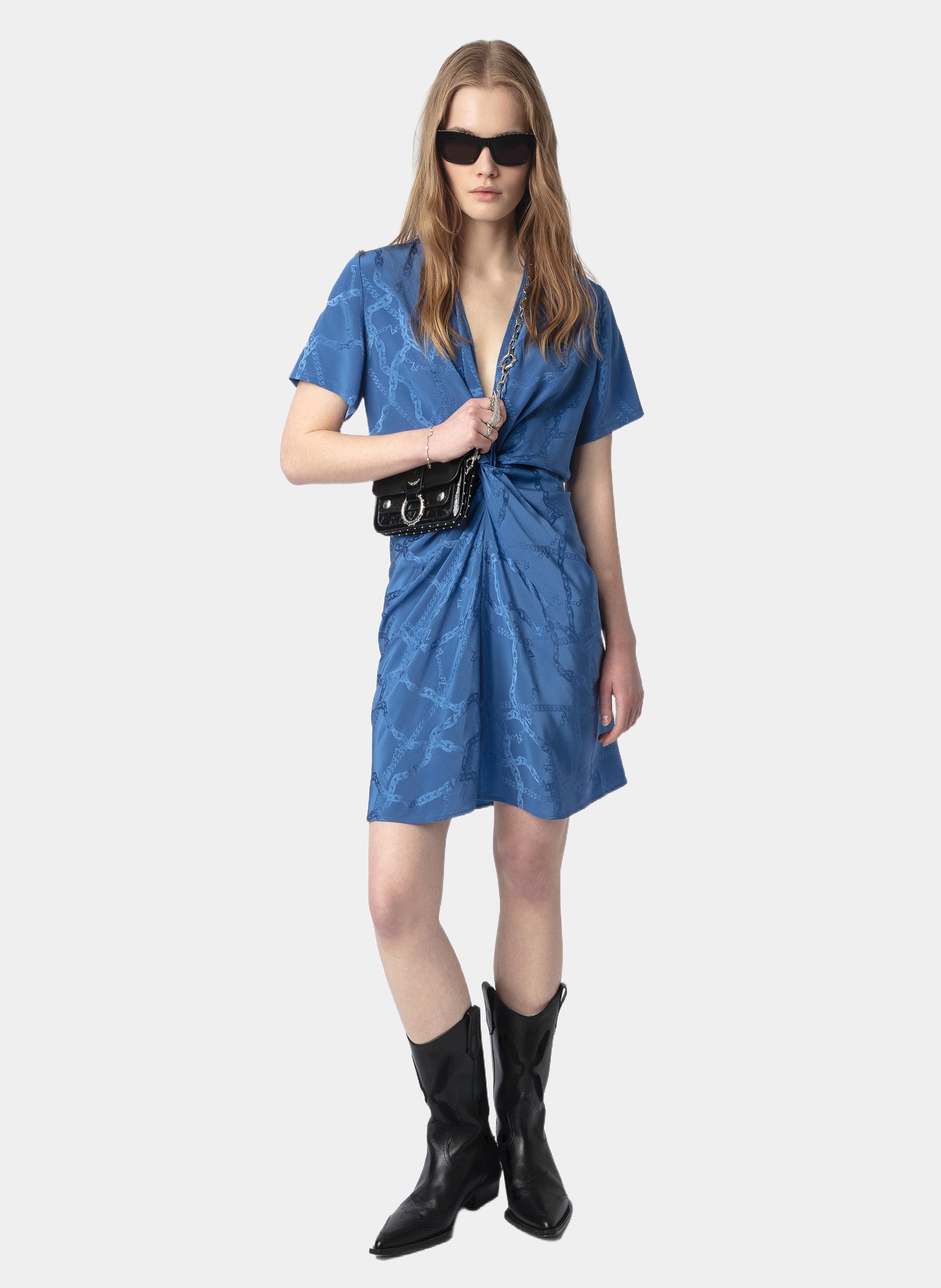Short silk V-neck dress ZADIG&VOLTAIRE Blue