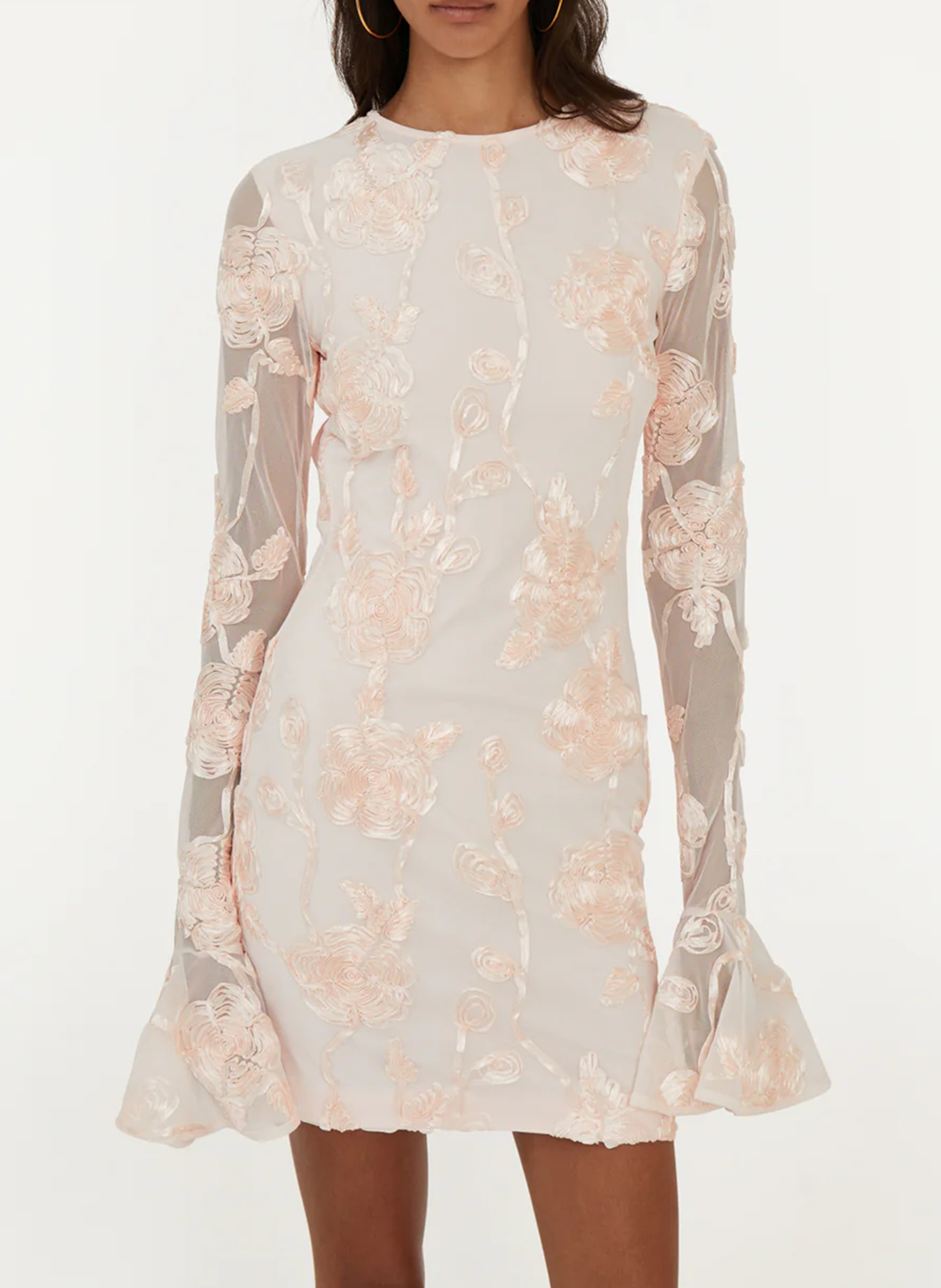 Robe courte brodée ROTATE Rose